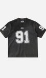 Badblood 91 Crack Print V-Neck T-Shirt Black