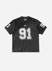 Badblood 91 Crack Print V-Neck T-Shirt Black