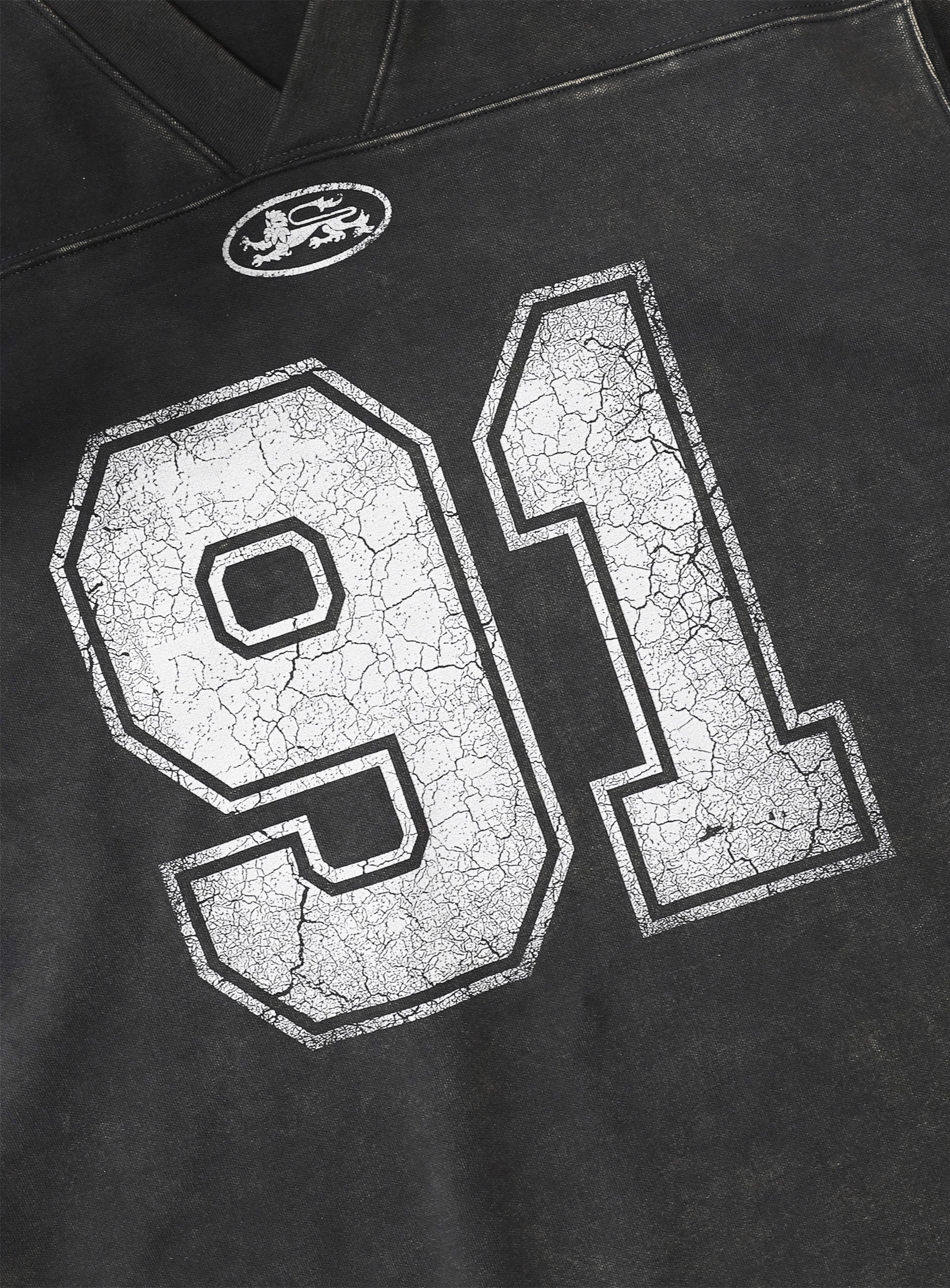 Badblood 91 Crack Print V-Neck T-Shirt Black