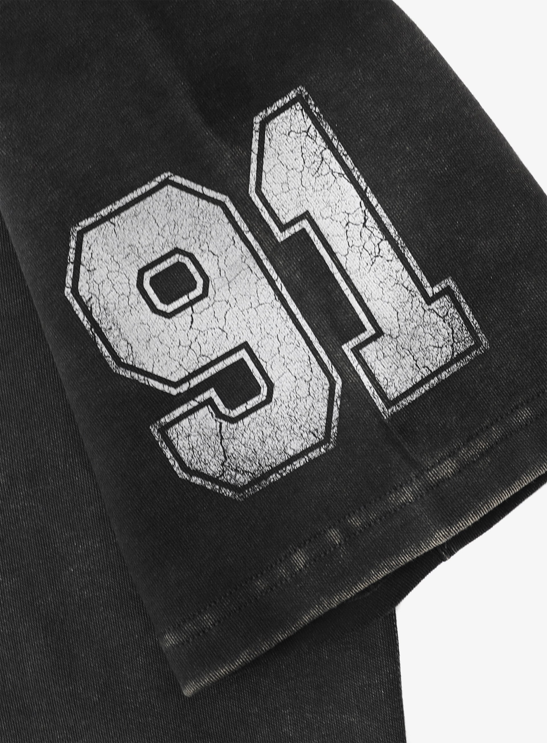 Badblood 91 Crack Print V-Neck T-Shirt Black