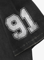 Badblood 91 Crack Print V-Neck T-Shirt Black