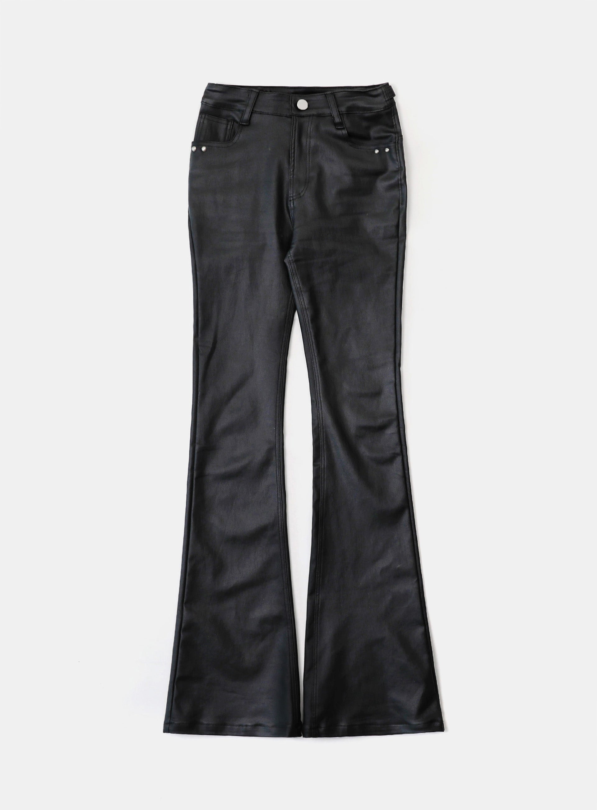 Badblood Squad Low Rise Bootcut Pants Coated Black