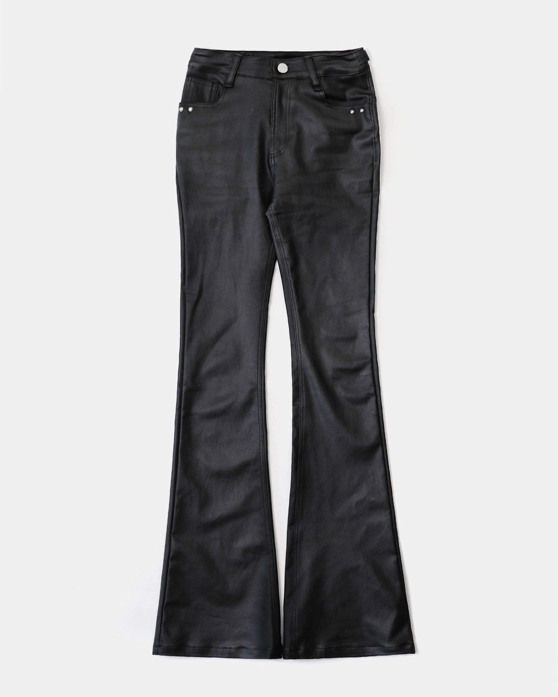 Badblood Squad Low Rise Bootcut Pants Coated Black