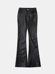 Badblood Squad Low Rise Bootcut Pants Coated Black