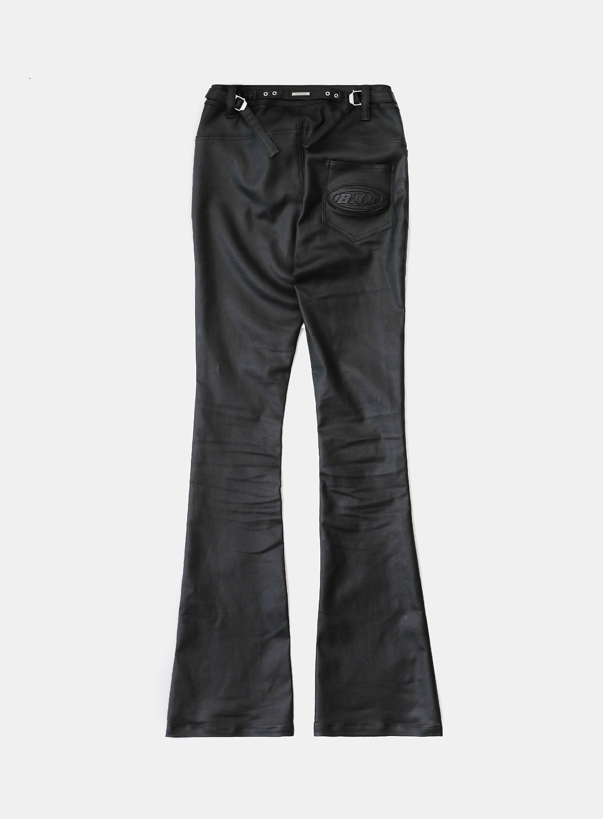 Badblood Squad Low Rise Bootcut Pants Coated Black