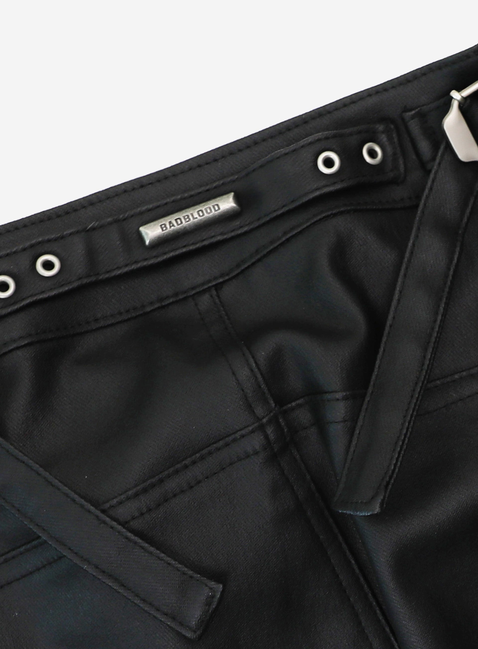 Badblood Squad Low Rise Bootcut Pants Coated Black