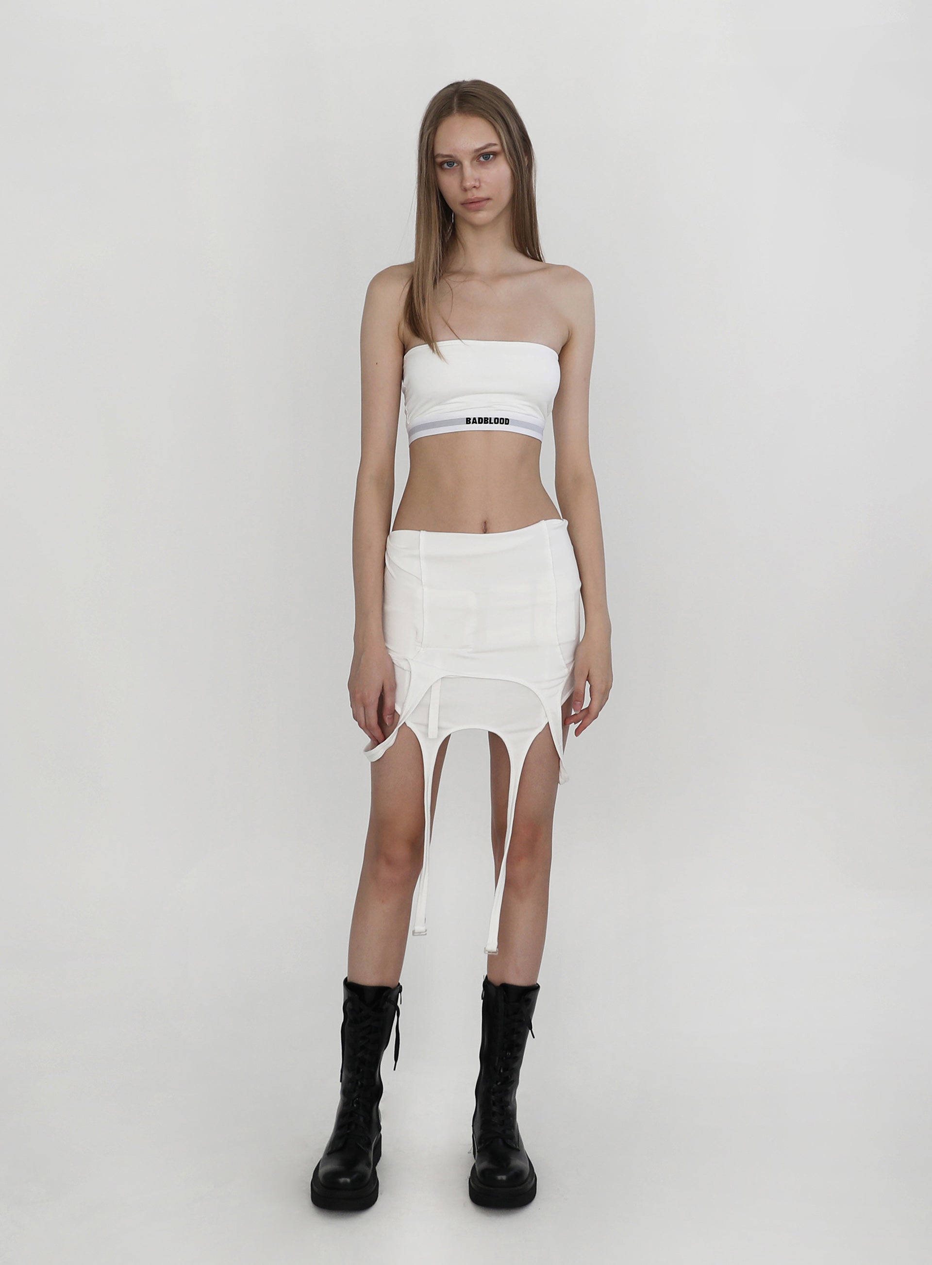 Badblood Jersey Garter Tank Dress White