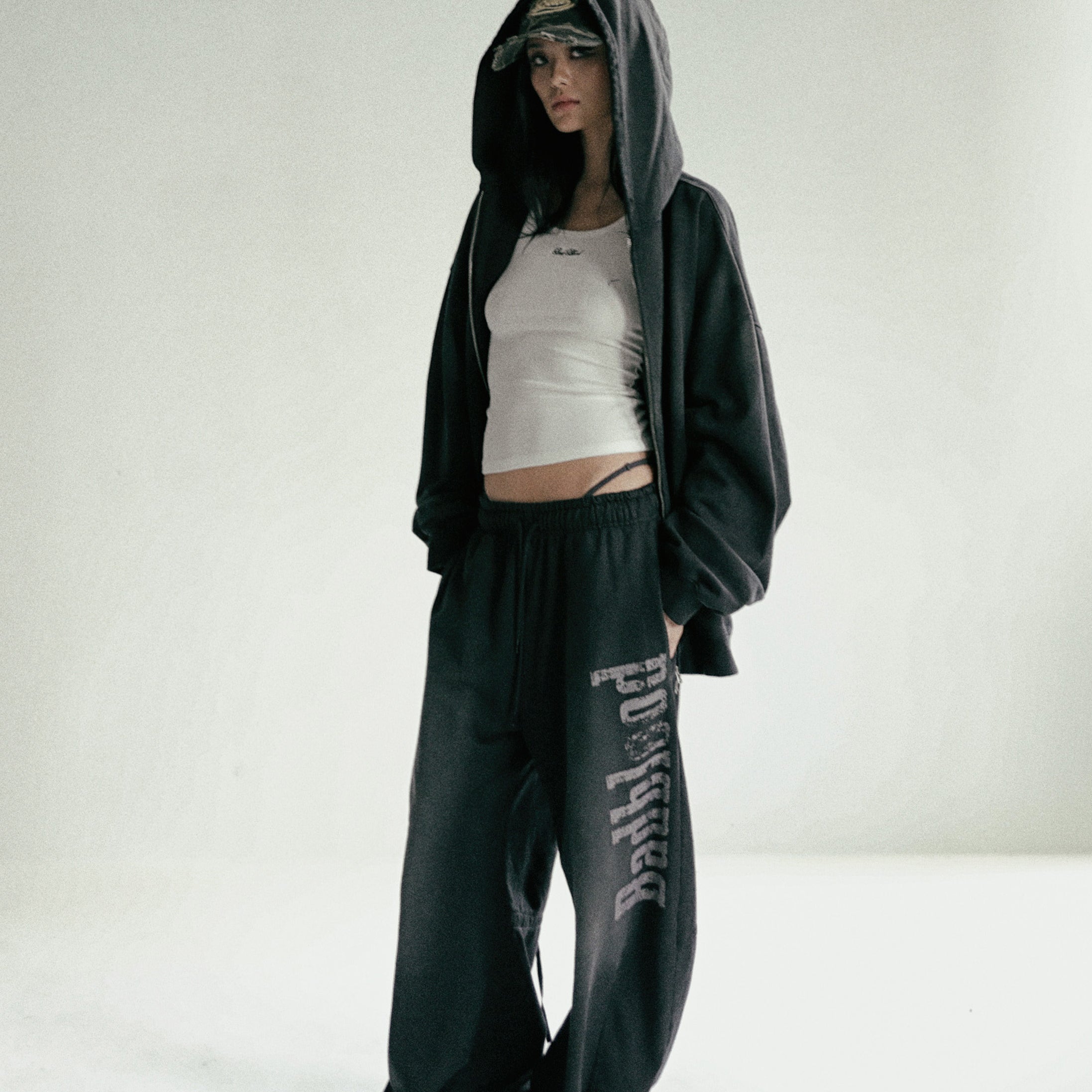 Badblood  Sun Faded 2 Hooded Zip-Up Black