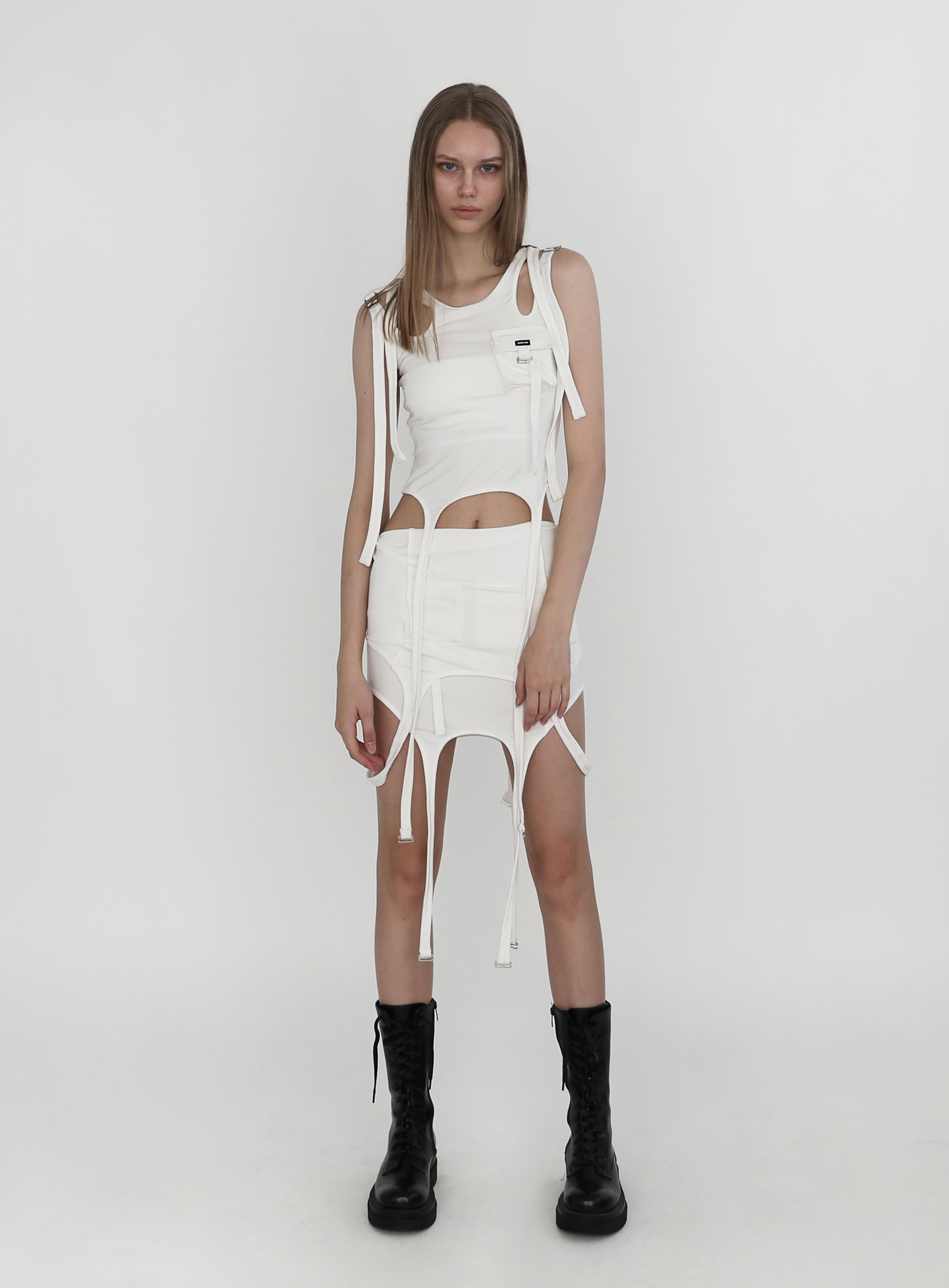 Badblood Jersey Garter Tank Dress White