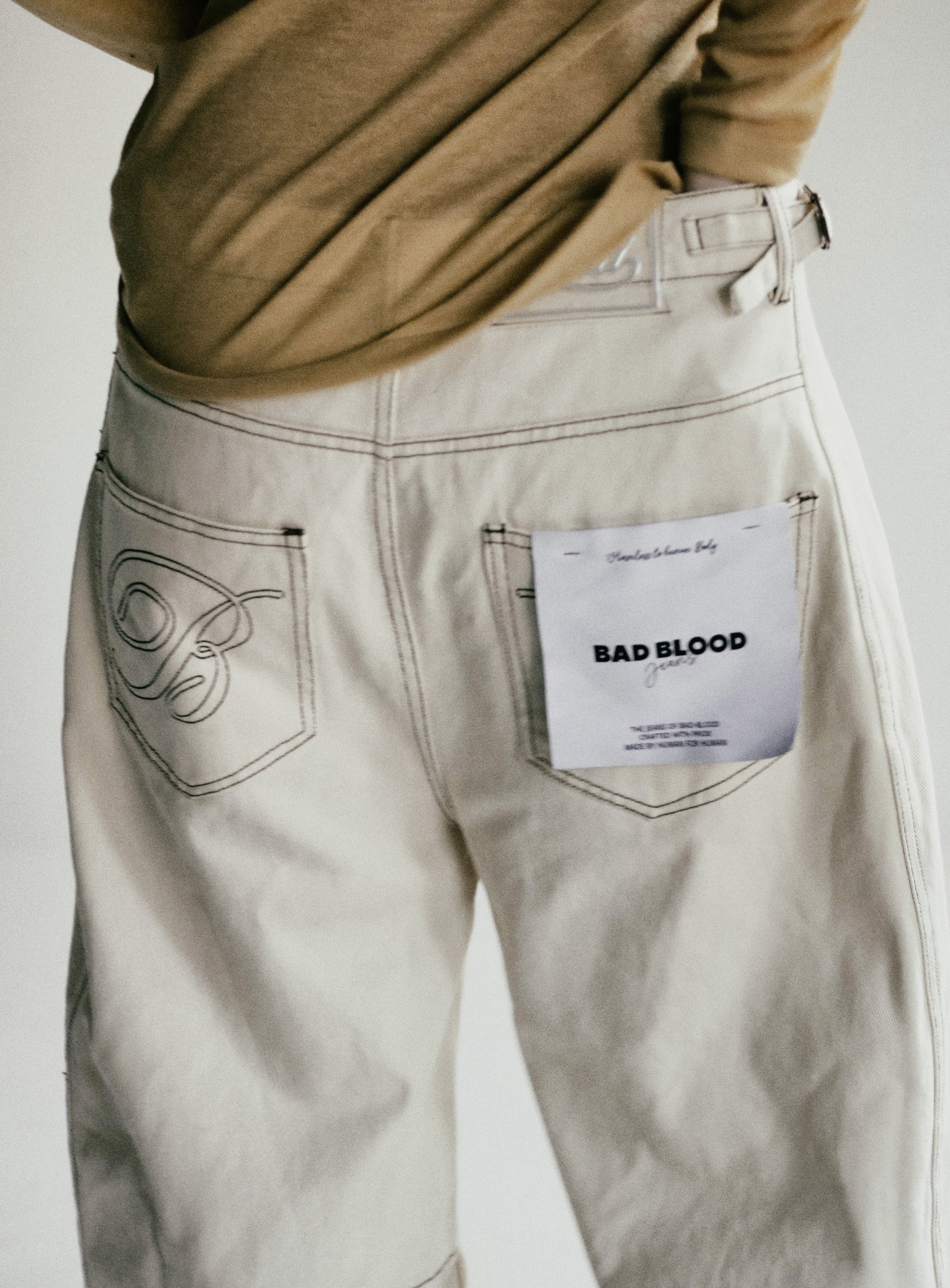 Badblood Noah Barrel Denim Jeans Cream