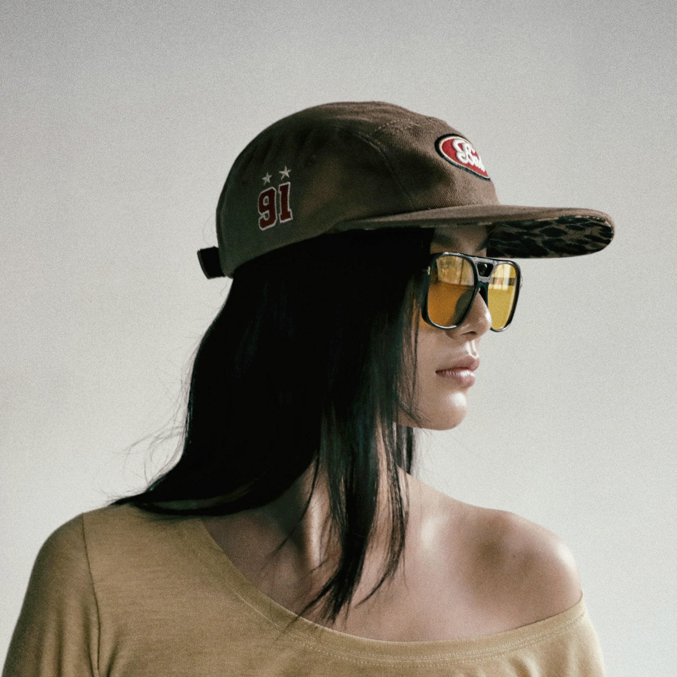 Badblood Oval Logo Washed Camp Cap Brown