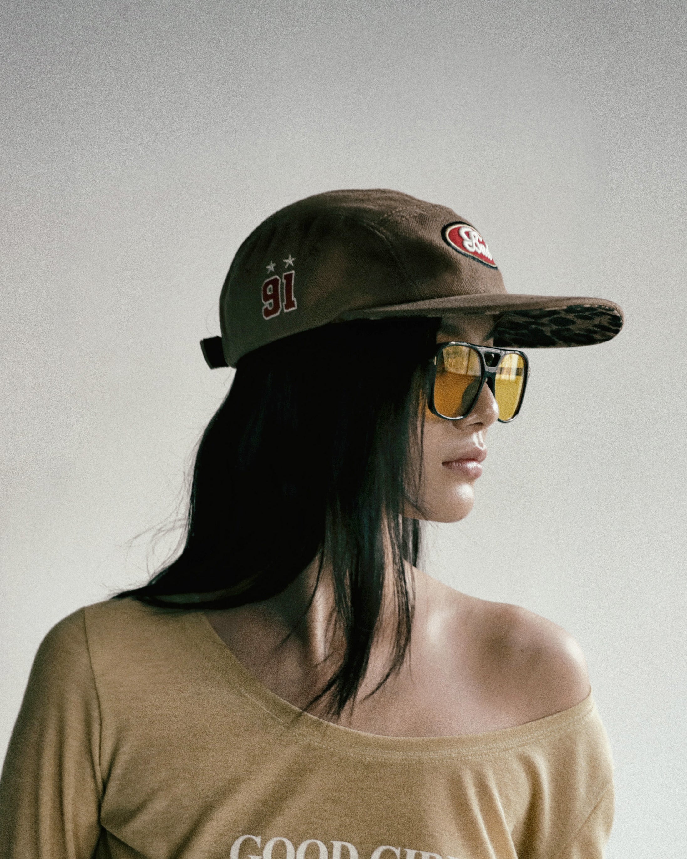 Badblood Oval Logo Washed Camp Cap Brown