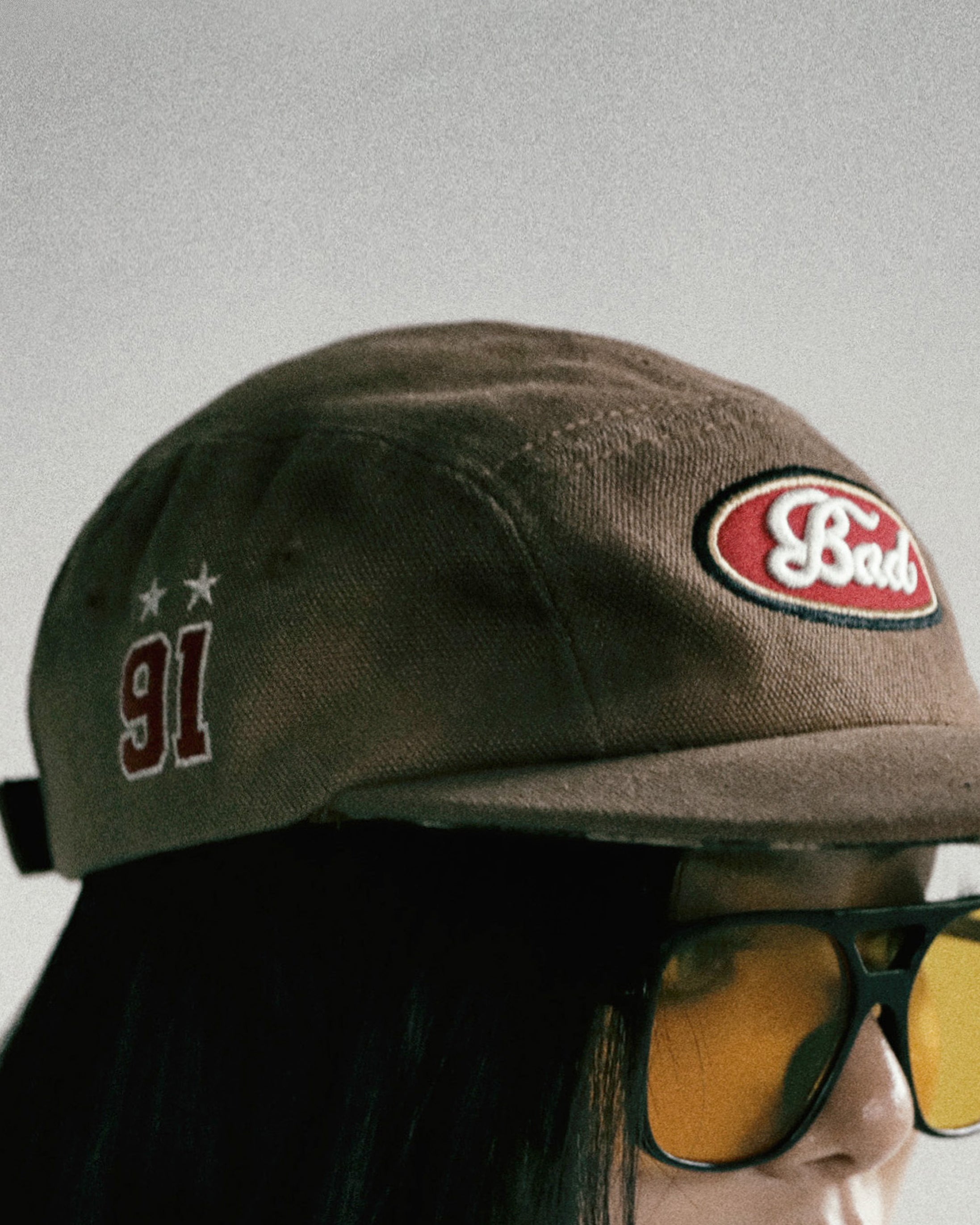 Badblood Oval Logo Washed Camp Cap Brown