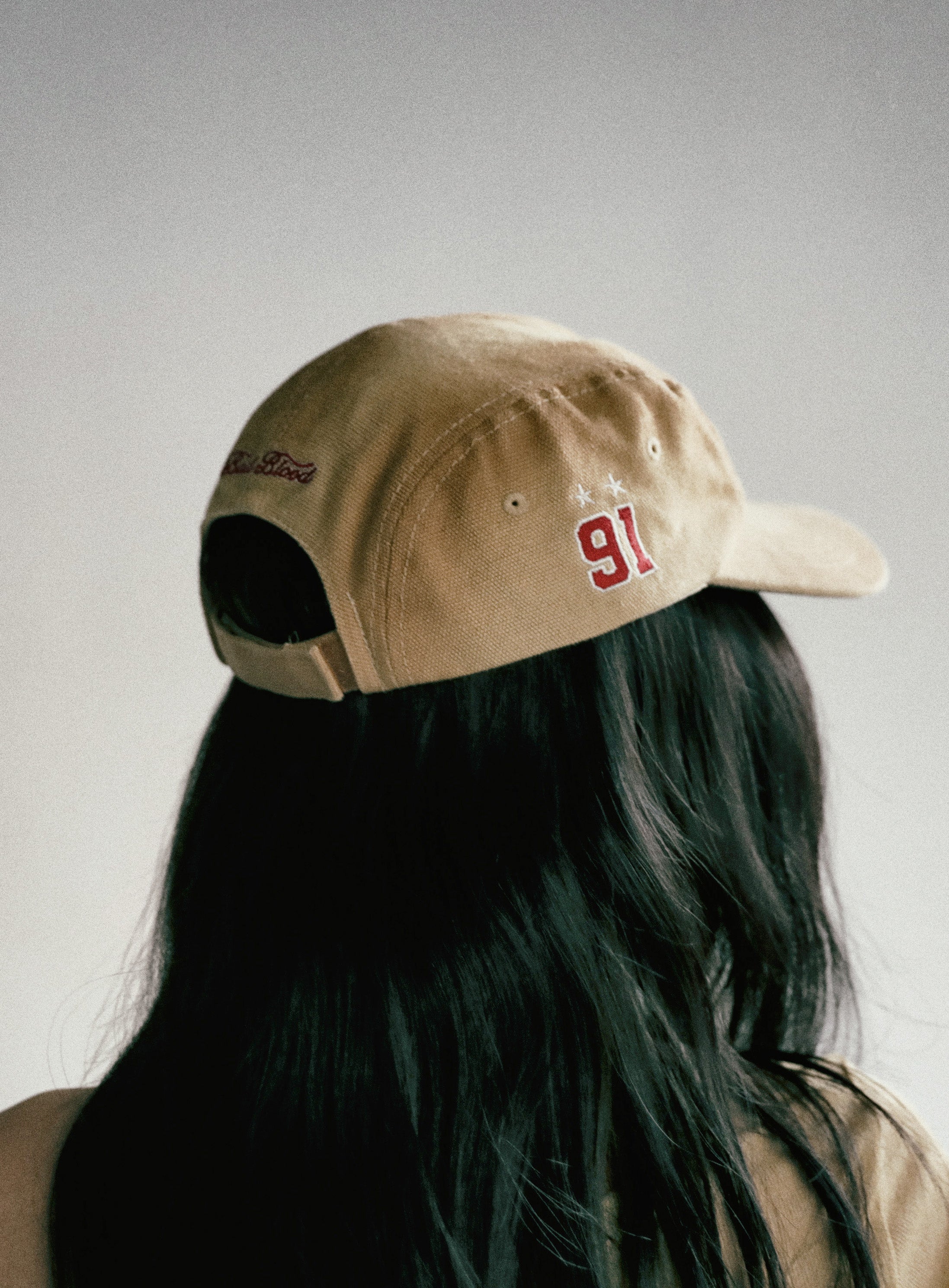 Badblood Oval Logo Washed Camp Cap Beige