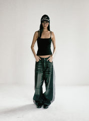 Badblood Billy Barrel Leather Track Pants Black