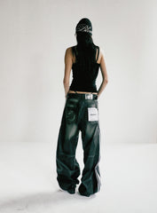 Badblood Billy Barrel Leather Track Pants Black