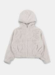 Badblood Beyond Soft Light Fur Hooded Zip-Up Cream