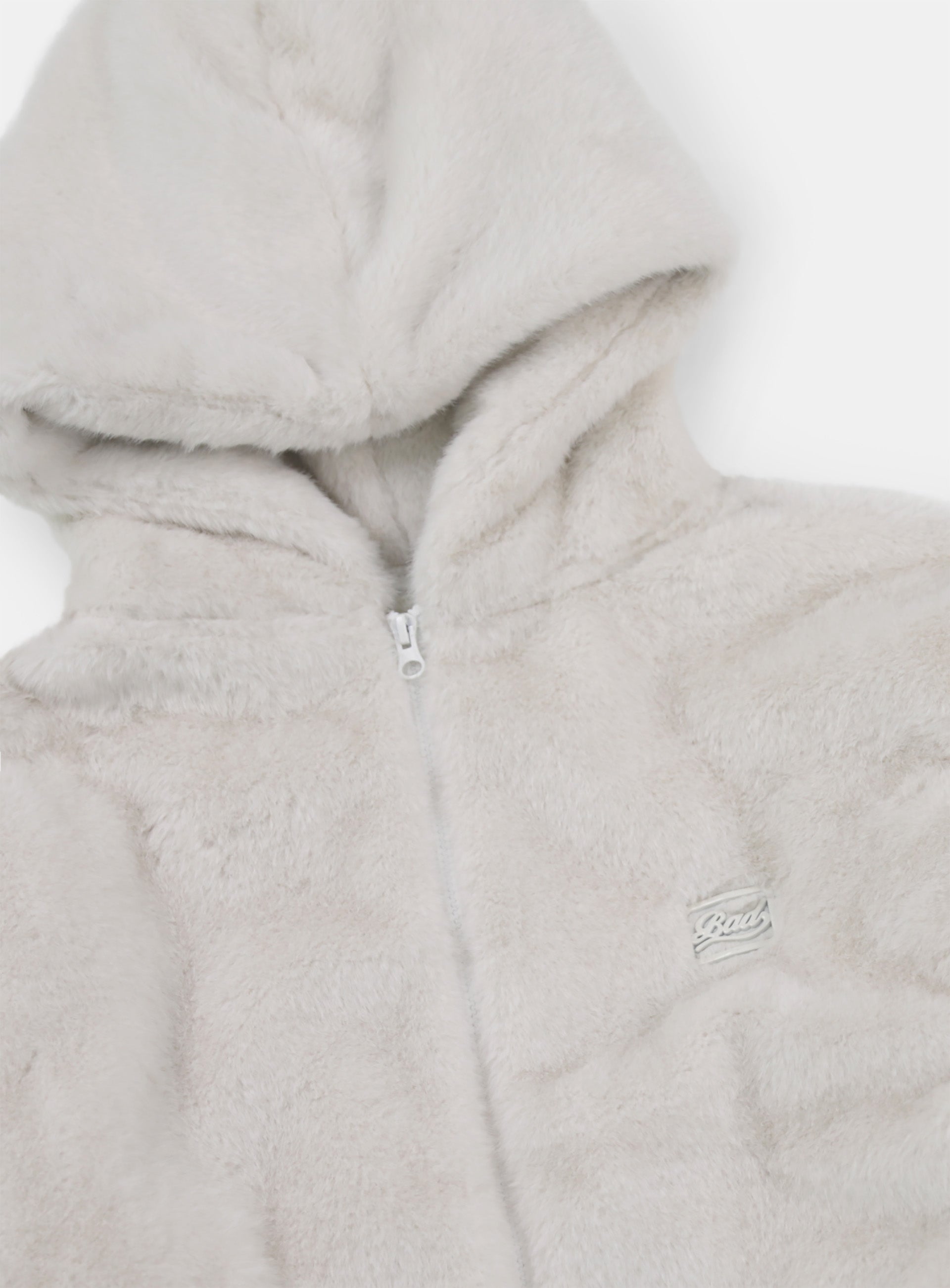 Badblood Beyond Soft Light Fur Hooded Zip-Up Cream