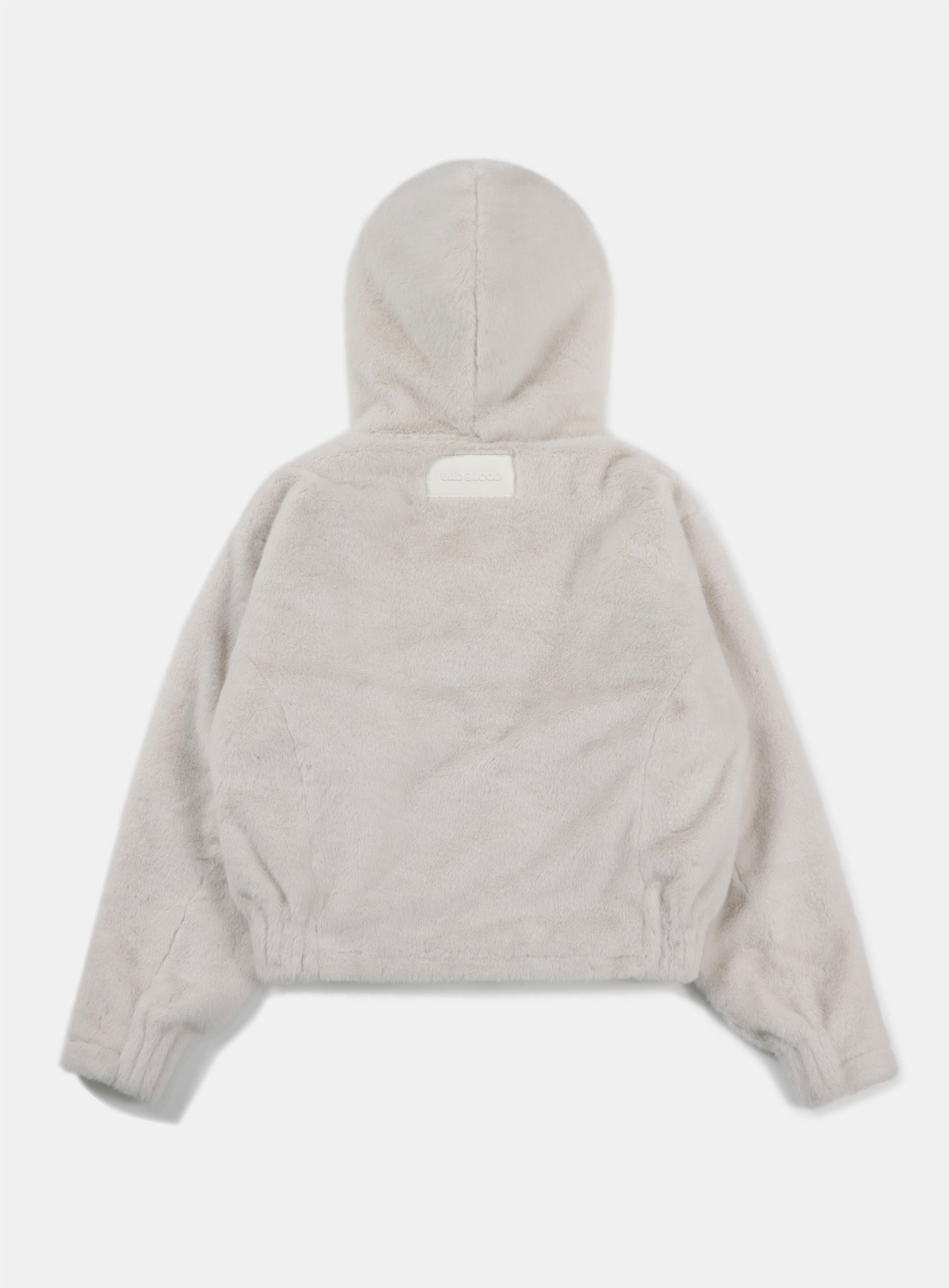 Badblood Beyond Soft Light Fur Hooded Zip-Up Cream