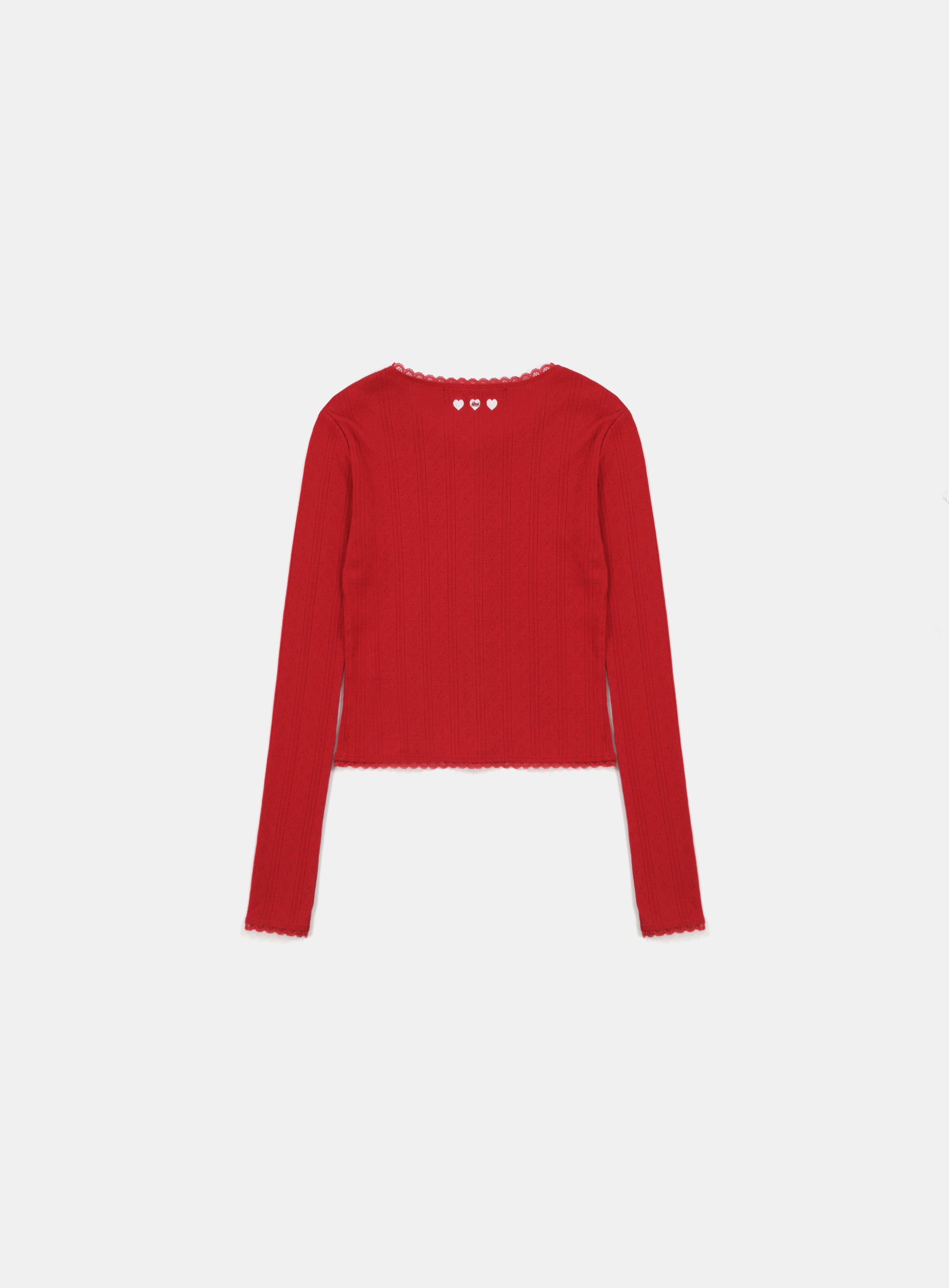 Badblood Classic Logo Pointel Crewneck Cardigan Red