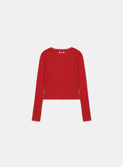 Badblood Classic Logo Pointel Crewneck Cardigan Red