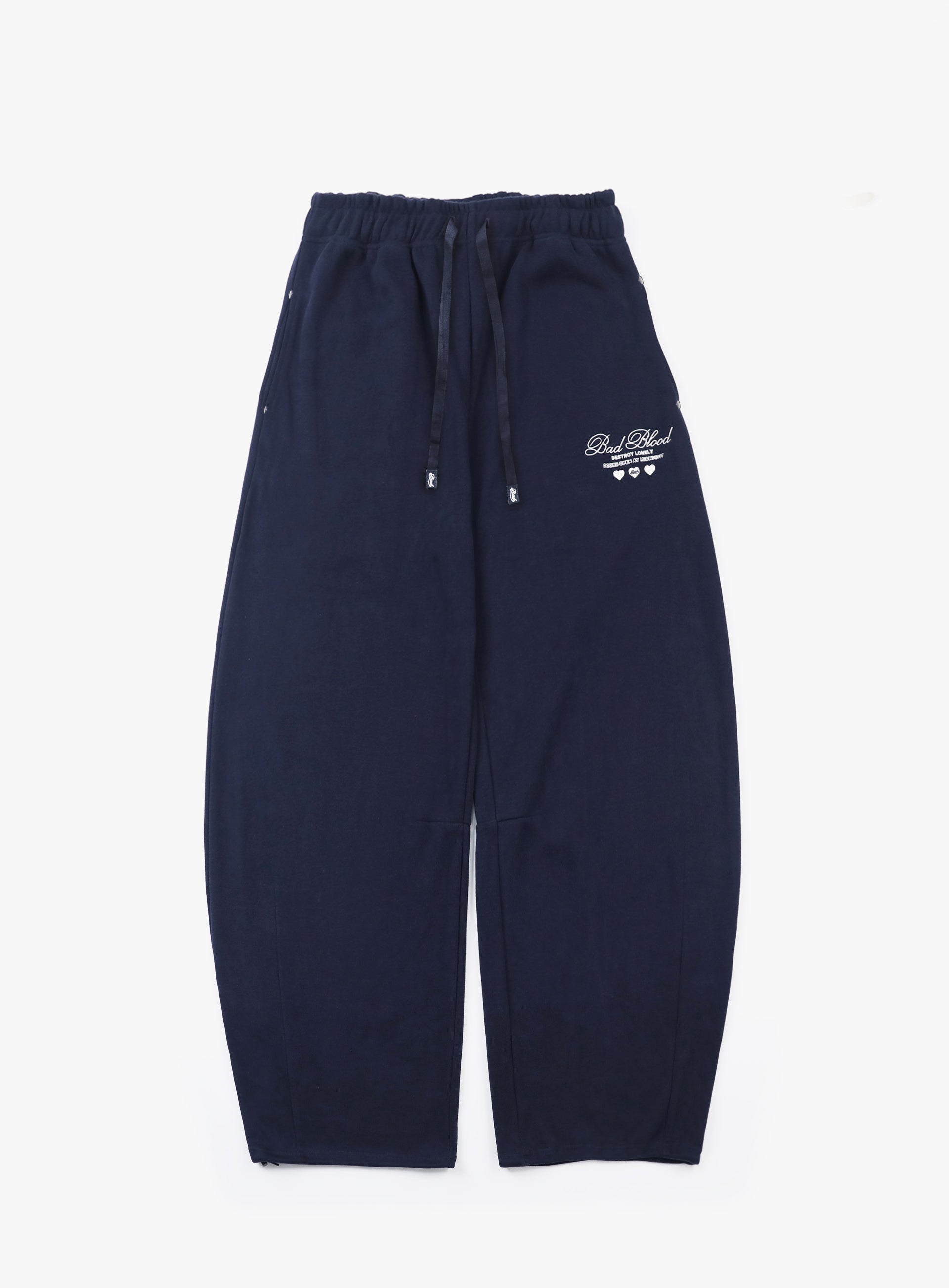 Badblood Classic Logo 2 Way Curved Jogger Trousers - Navy