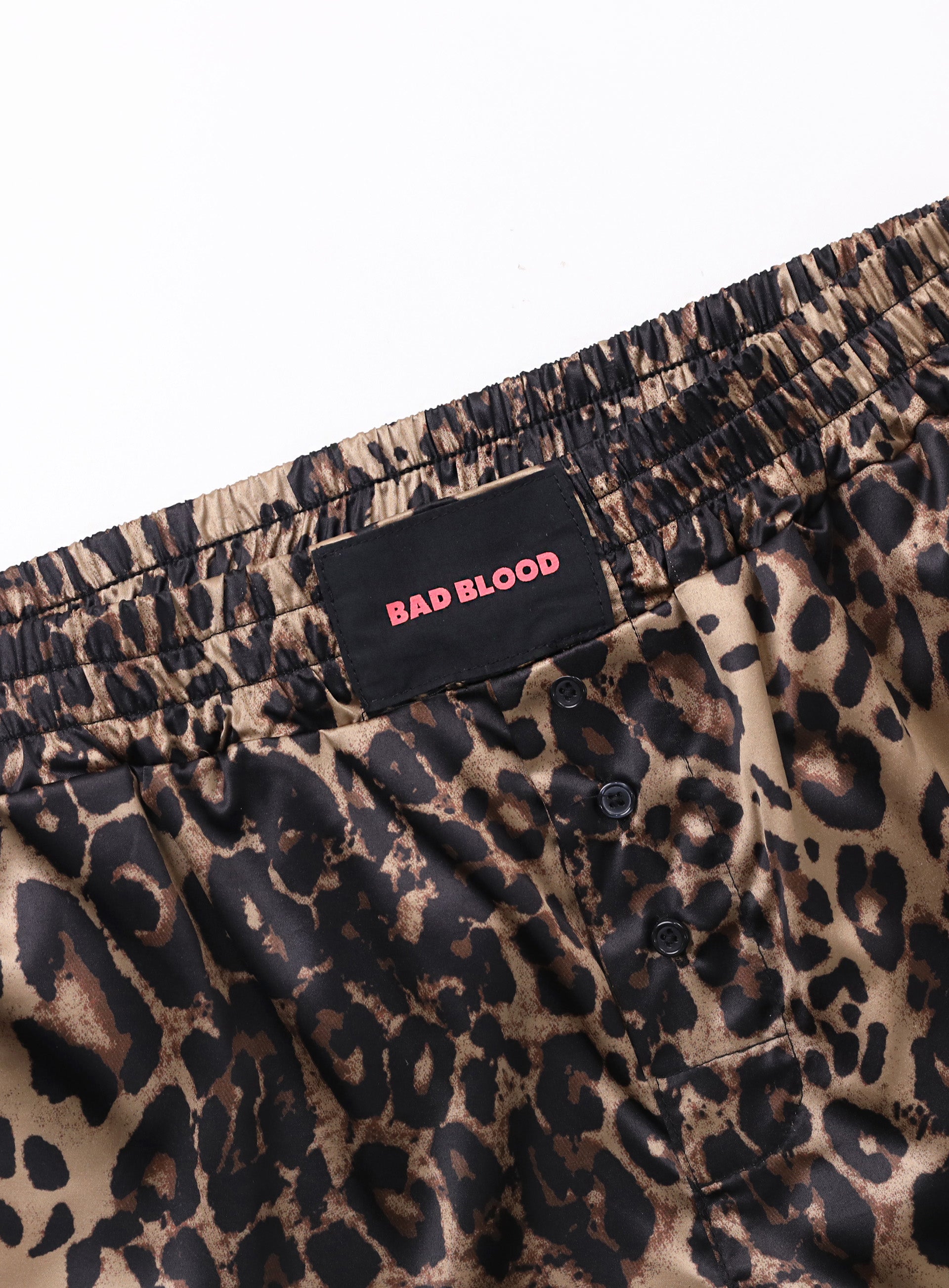 Badblood Satin Micro Boxer Shorts - Leopard