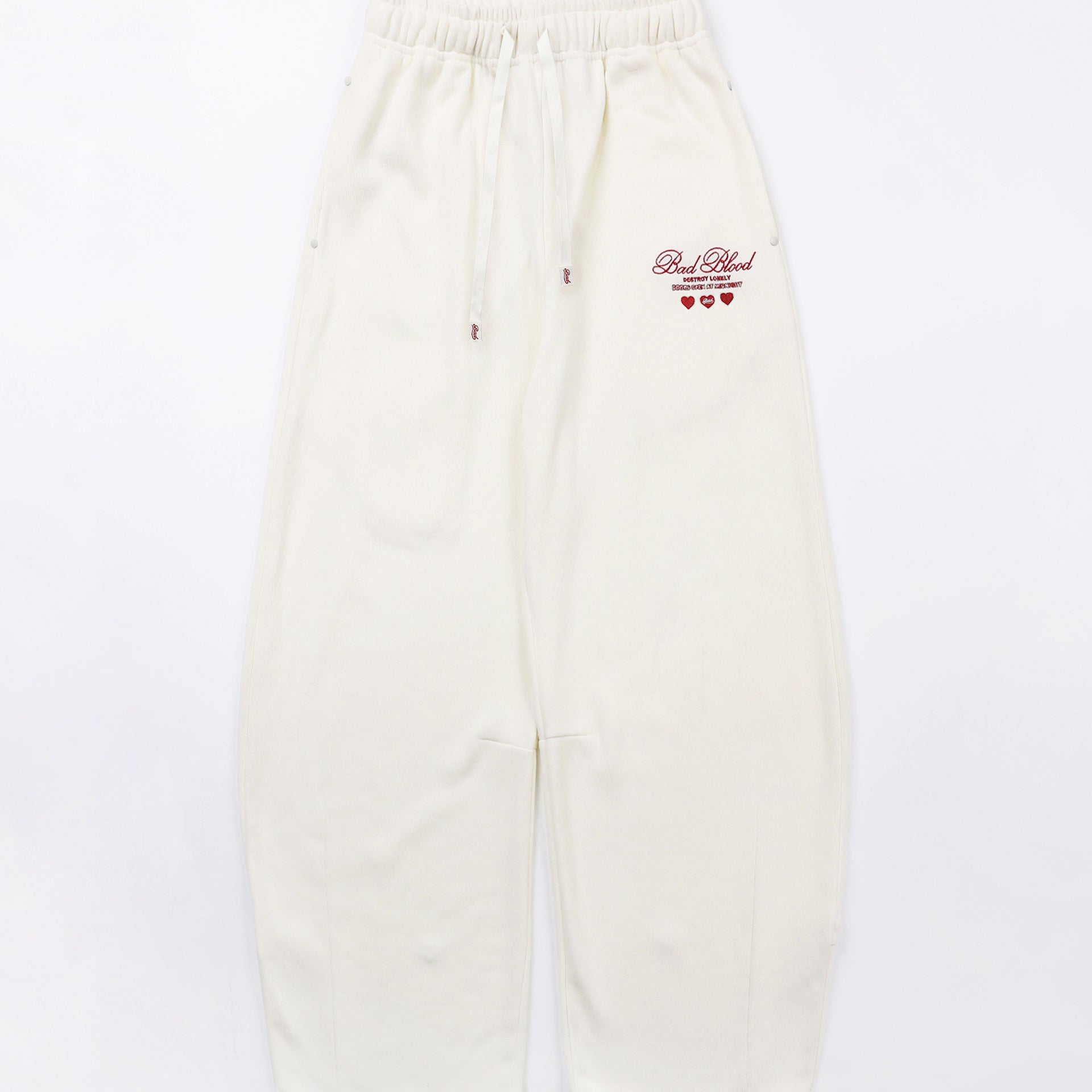 Badblood Classic Logo 2 Way Curved Jogger Trousers - Cream White