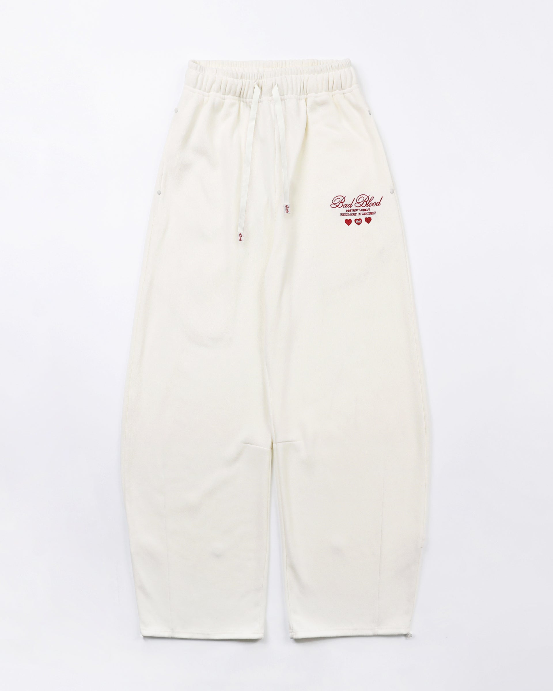 Badblood Classic Logo 2 Way Curved Jogger Trousers - Cream White