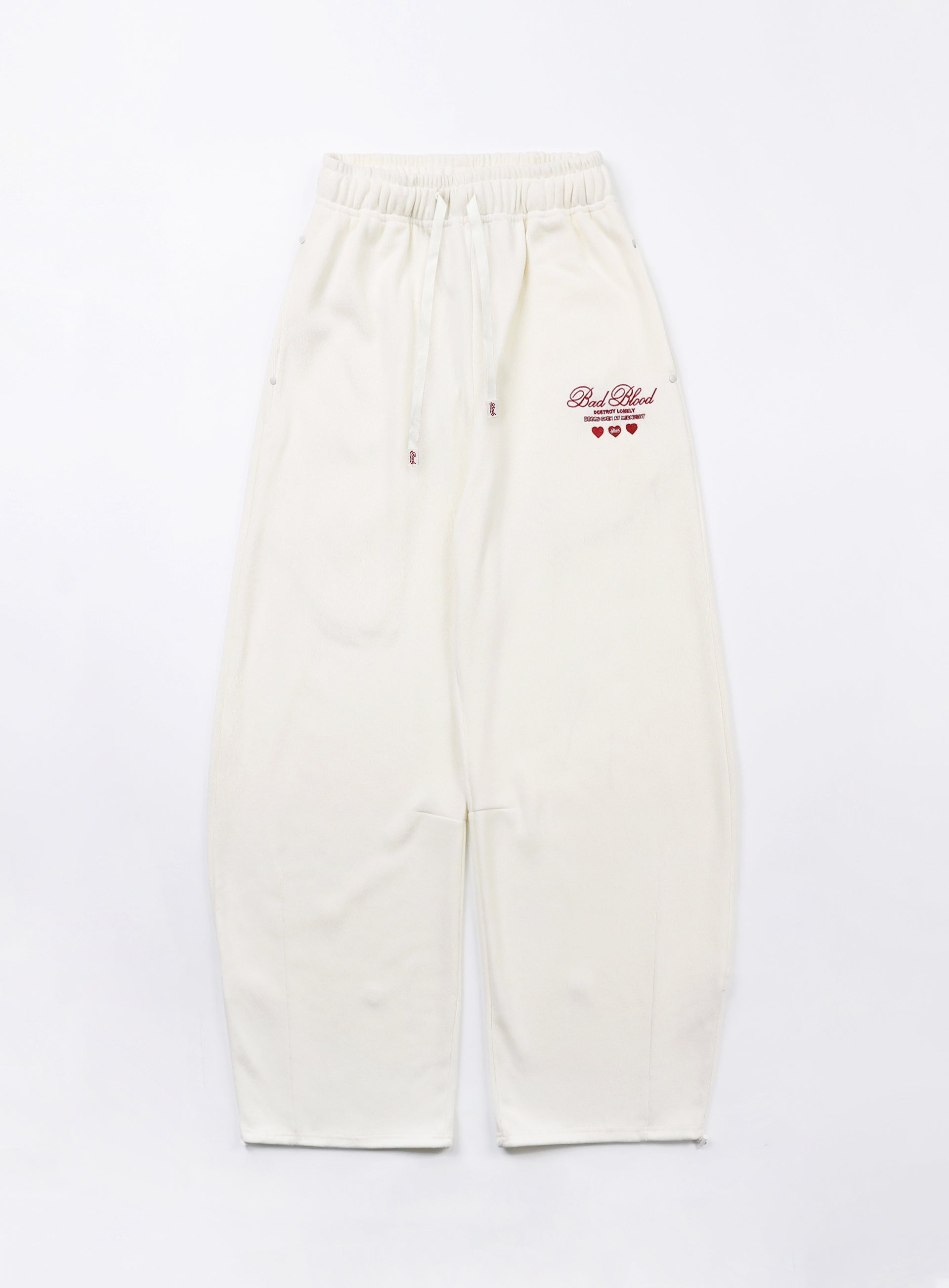 Badblood Classic Logo 2 Way Curved Jogger Trousers - Cream White