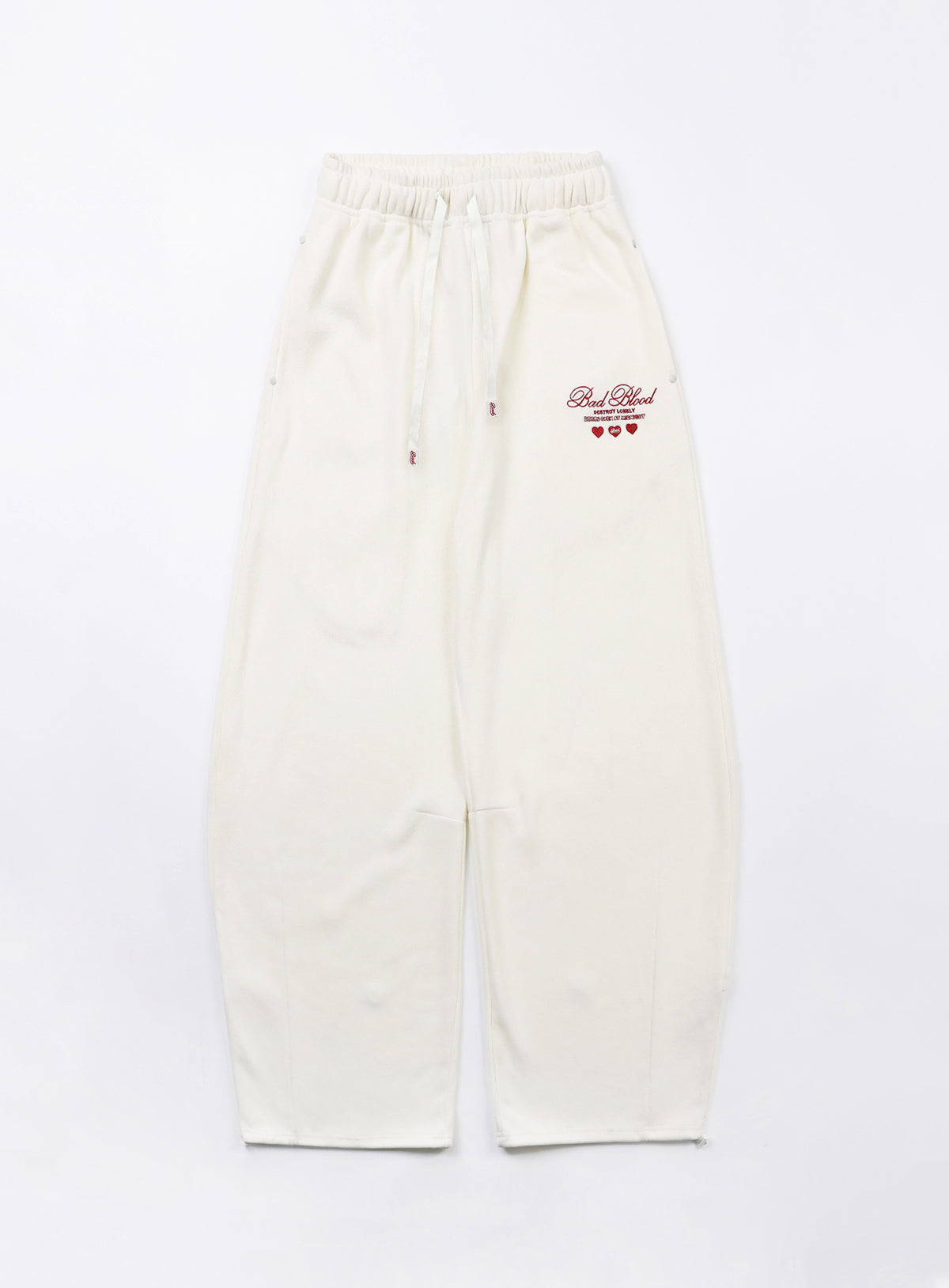 Badblood Classic Logo 2 Way Curved Jogger Trousers - Cream White