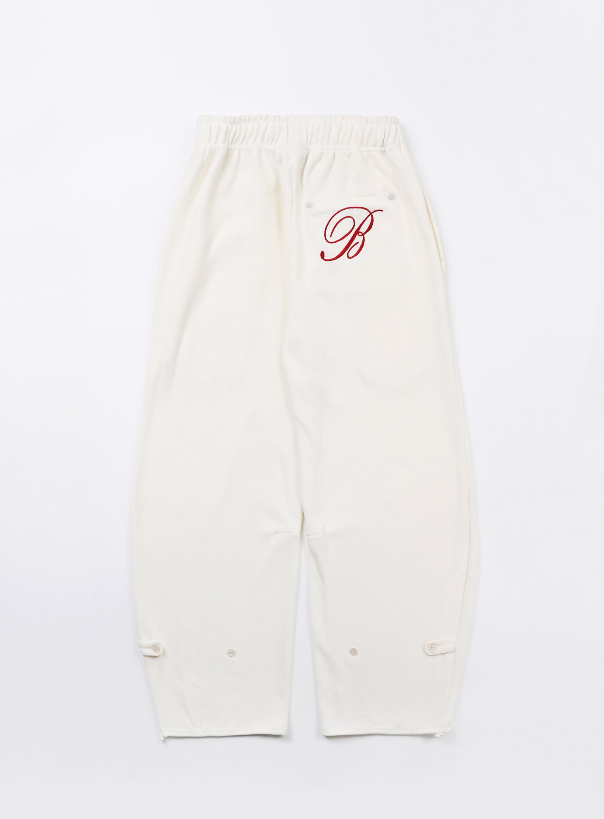 Badblood Classic Logo 2 Way Curved Jogger Trousers - Cream White