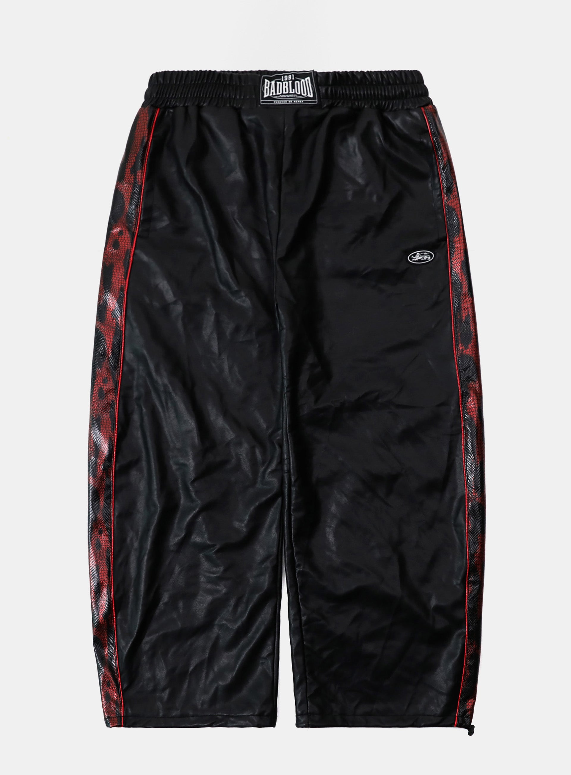 Badblood Contrast Leather Track Pants - Red Python