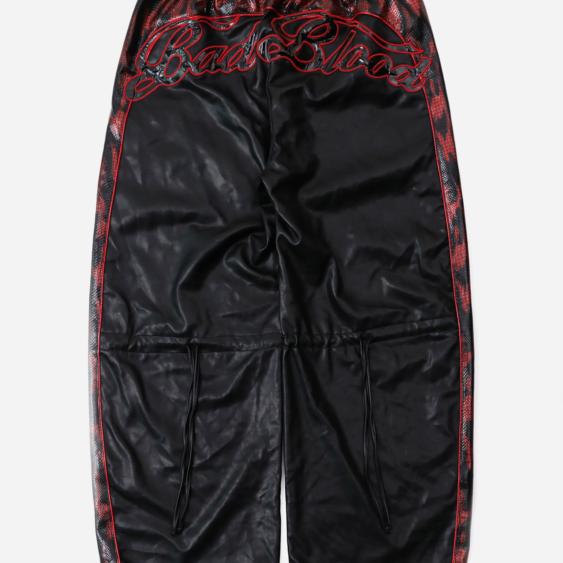 Badblood Contrast Leather Track Pants - Red Python