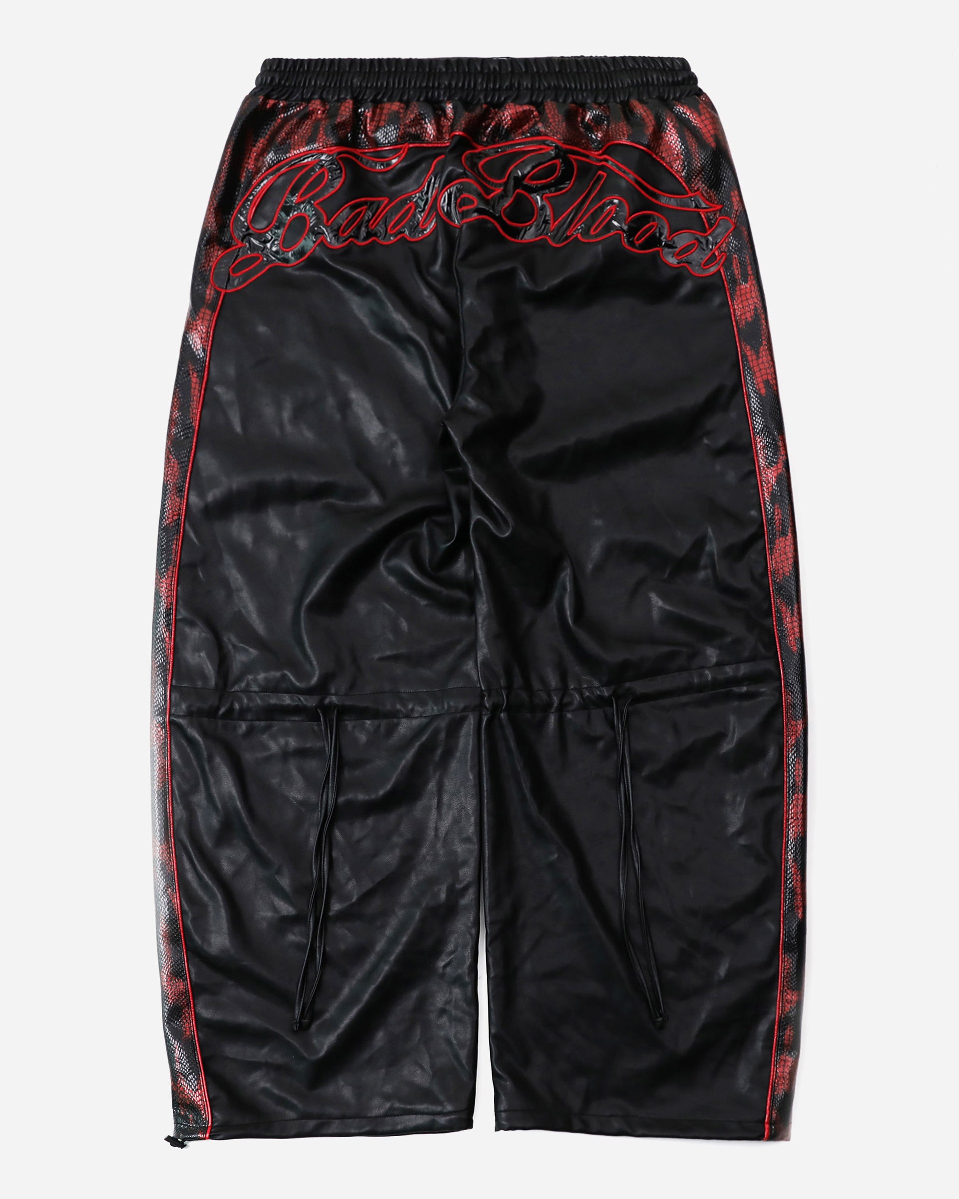 Badblood Contrast Leather Track Pants - Red Python
