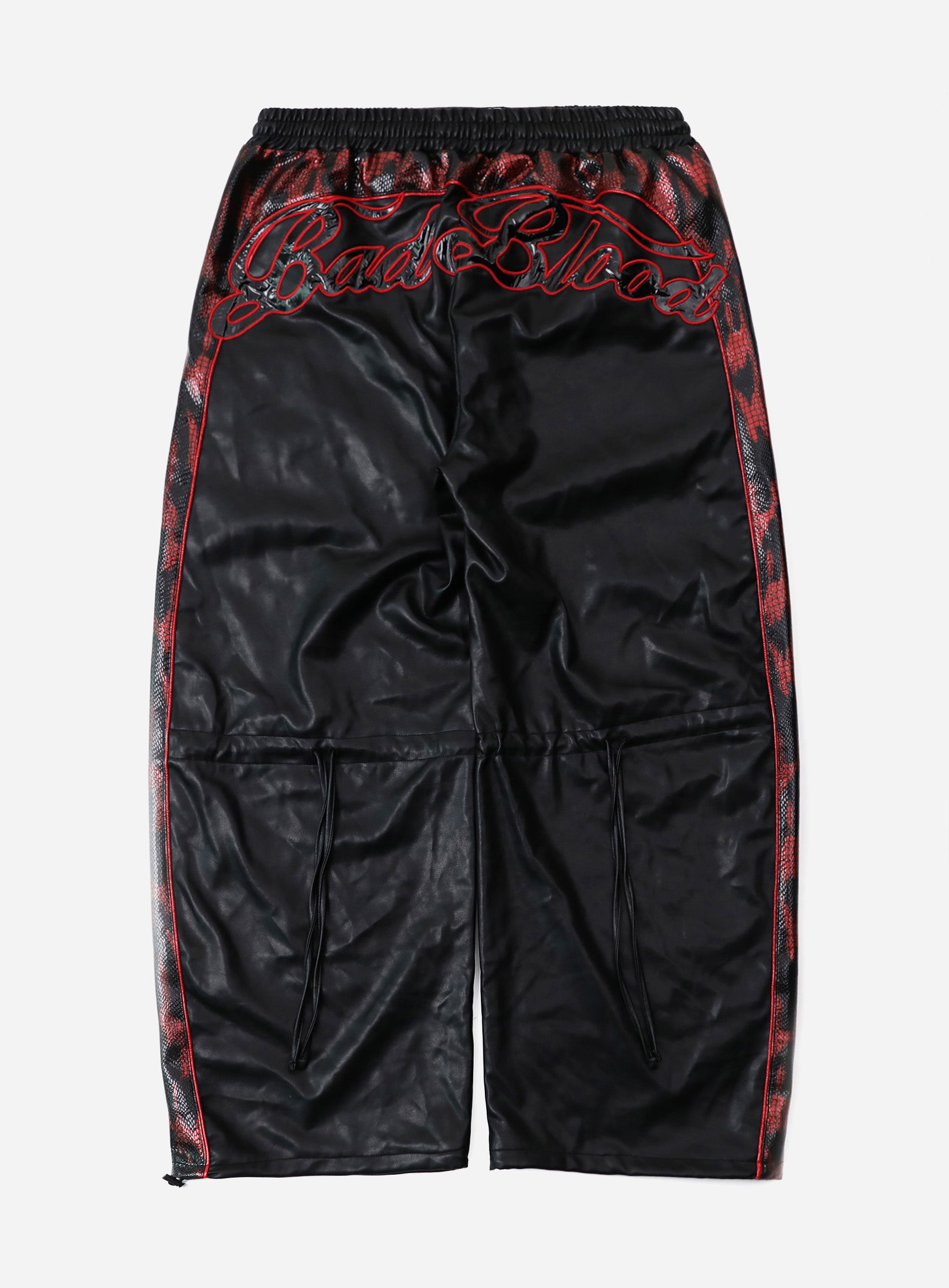 Badblood Contrast Leather Track Pants - Red Python