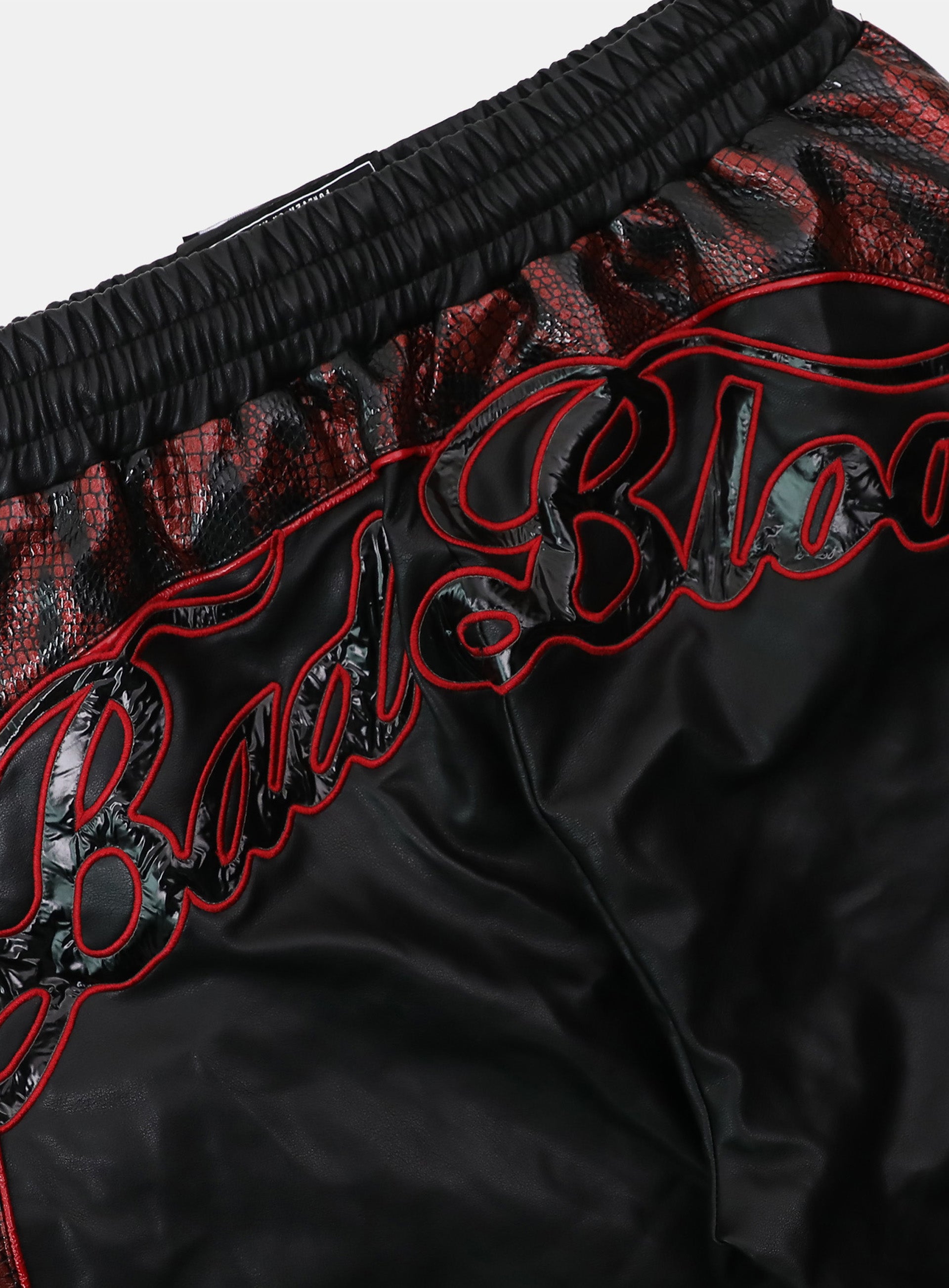 Badblood Contrast Leather Track Pants - Red Python