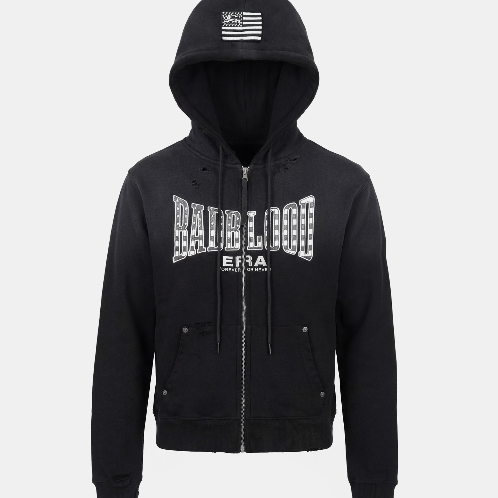 Badblood Shield Old Glory Hooded Zip-Up - Dusty Black