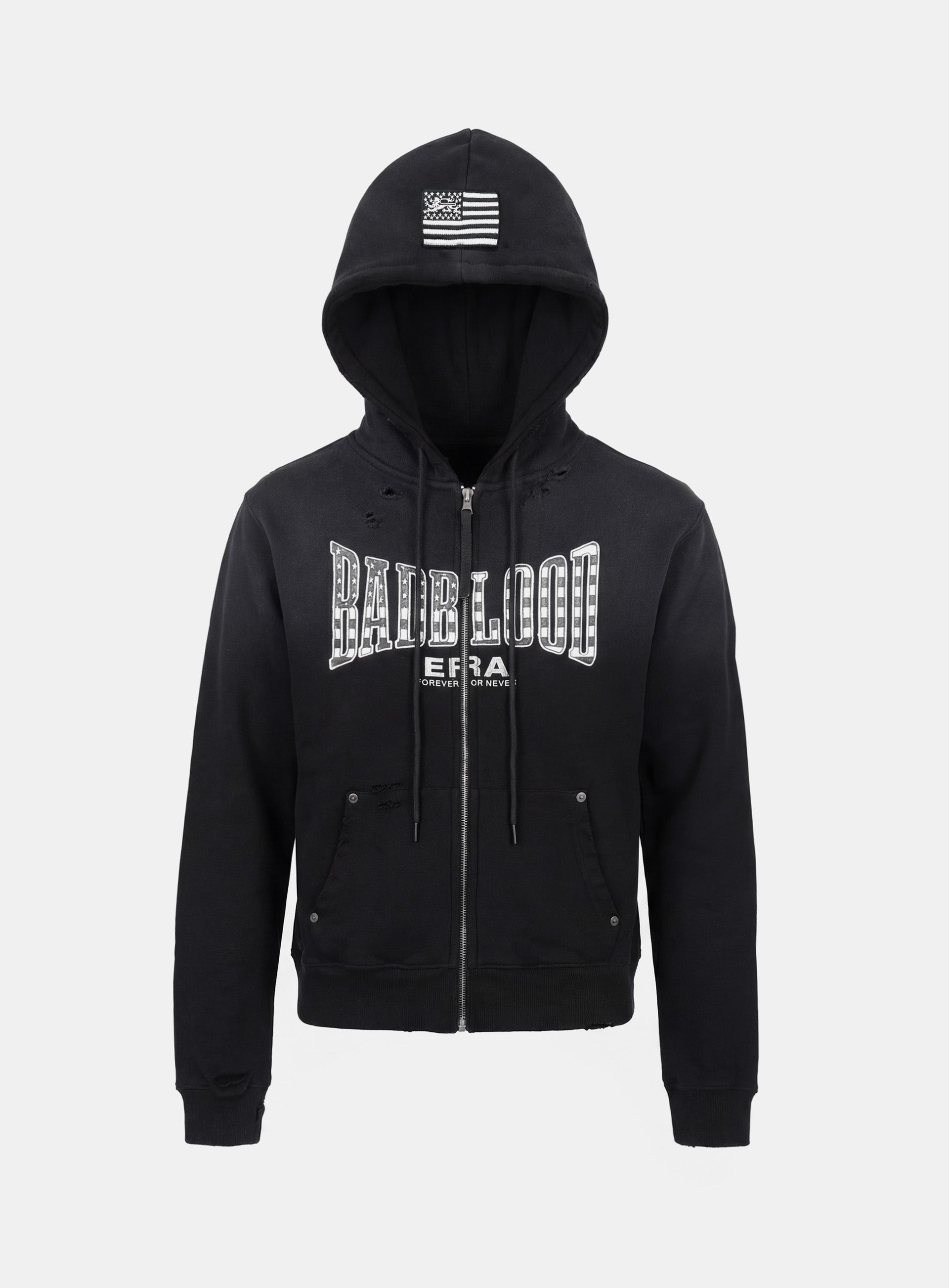 Badblood Shield Old Glory Hooded Zip-Up - Dusty Black