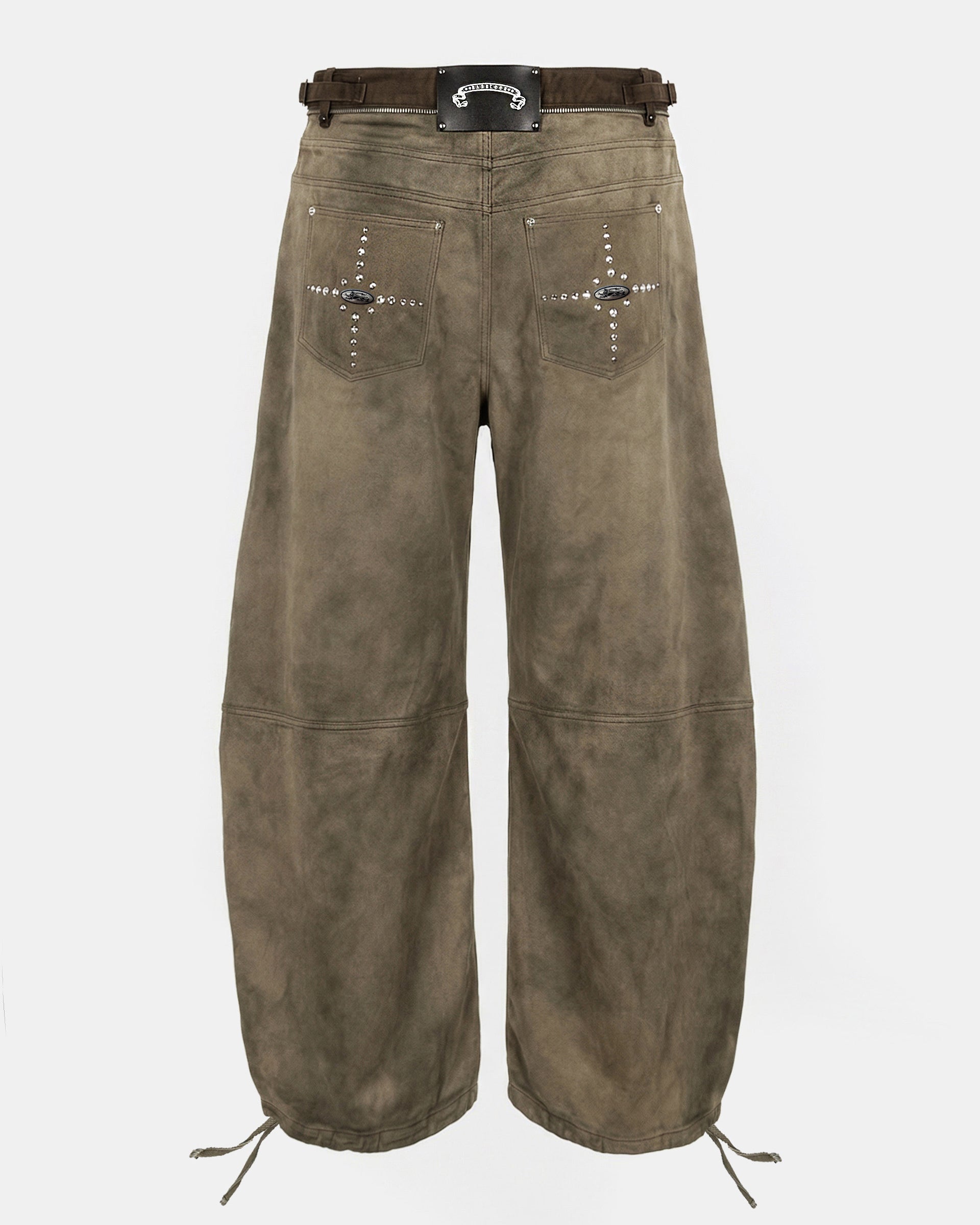 Badblood Star Studded Convex Pants - Dusty Beige