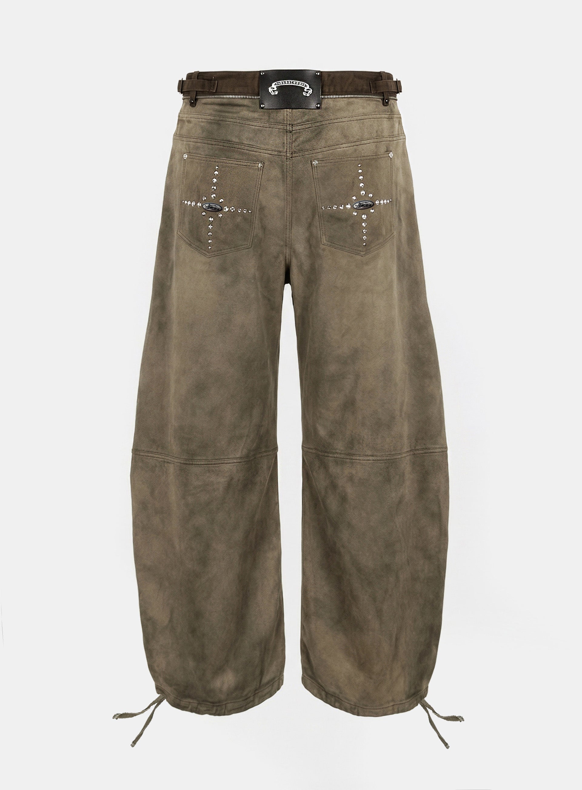 Badblood Star Studded Convex Pants - Dusty Beige