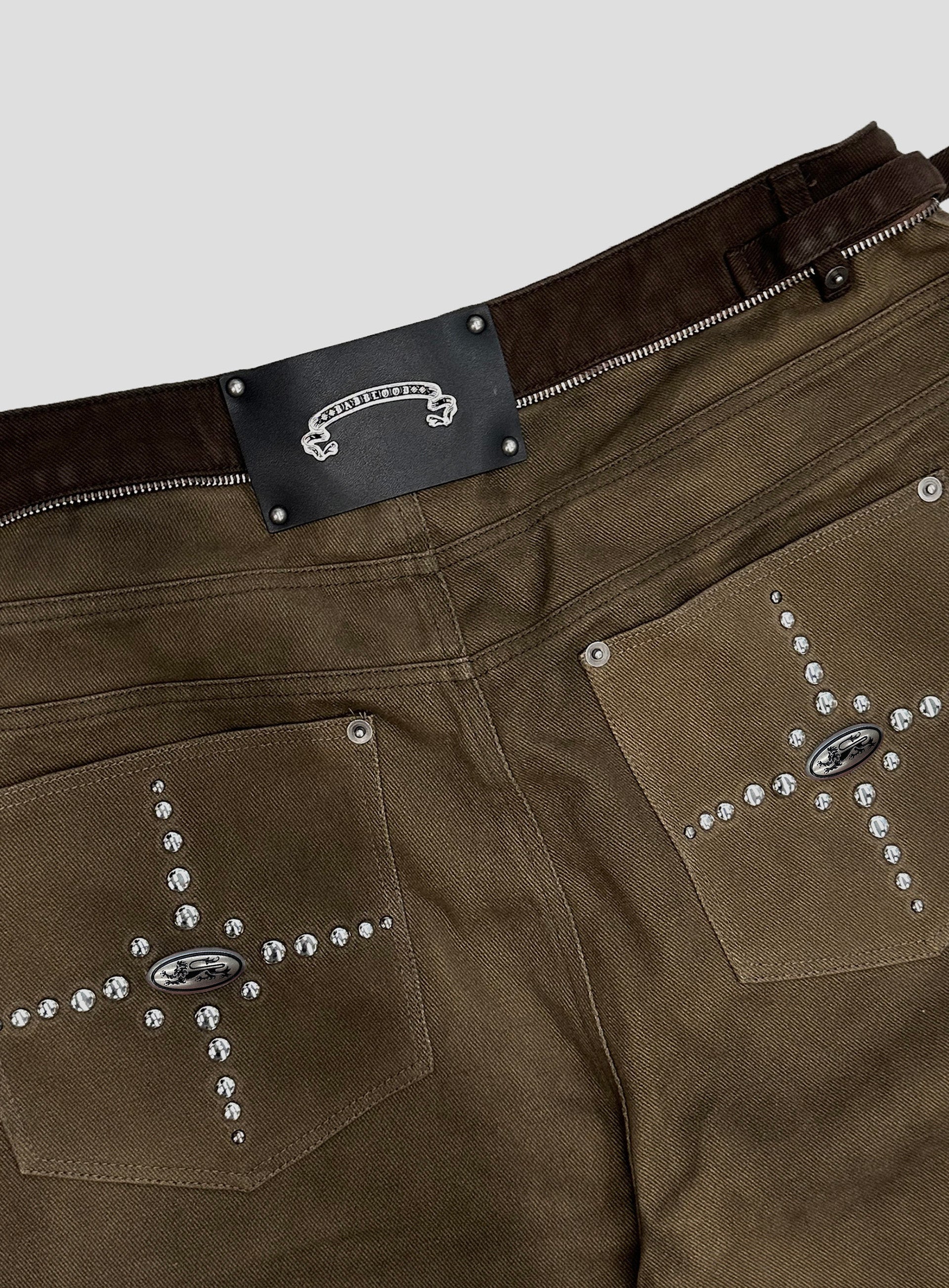 Badblood Star Studded Convex Pants - Dusty Brown