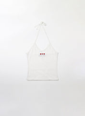 Badblood Classic Logo Pointe Halter Tank - White