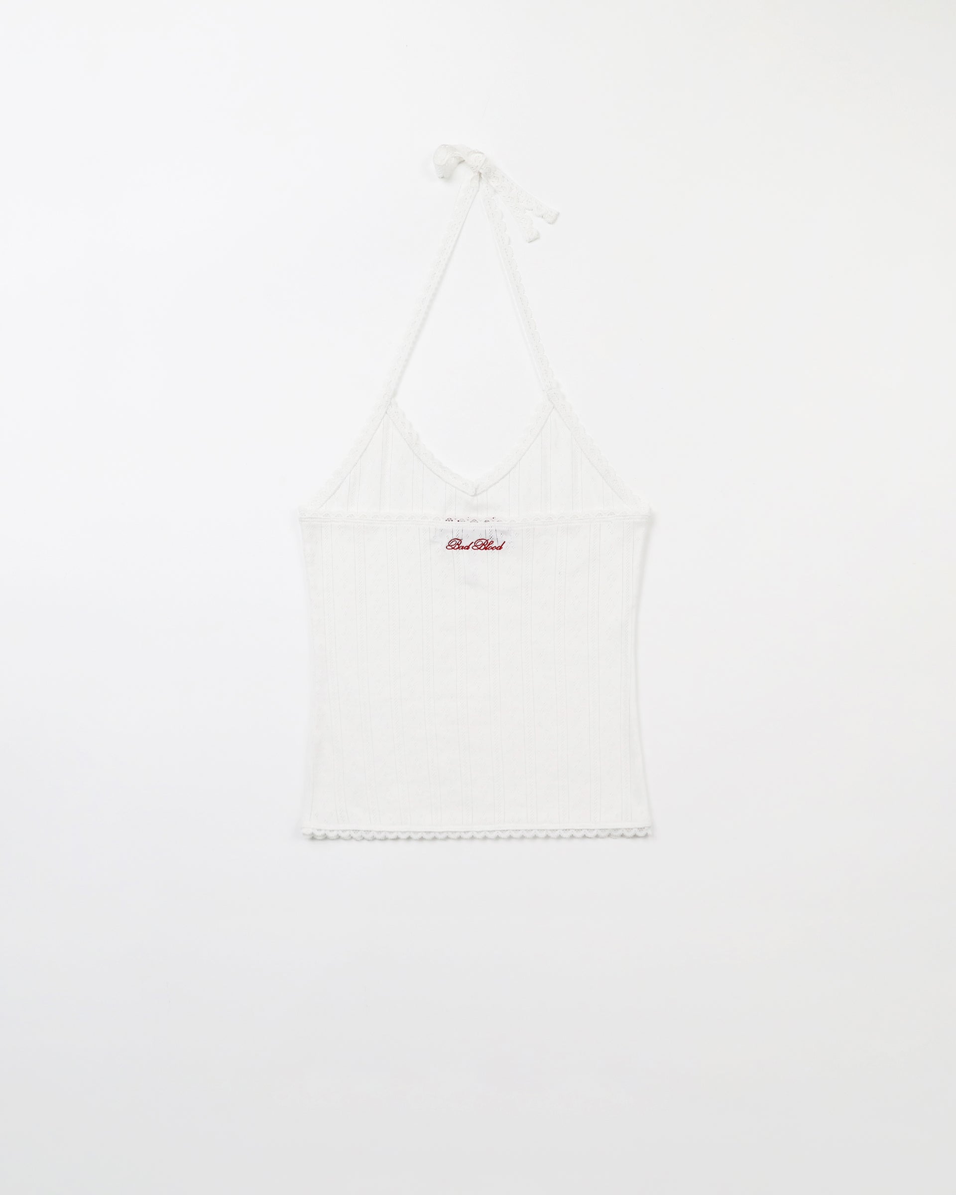 Badblood Classic Logo Pointe Halter Tank - White