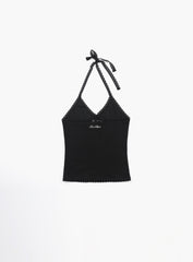 Badblood Classic Logo Pointe Halter Tank - Black