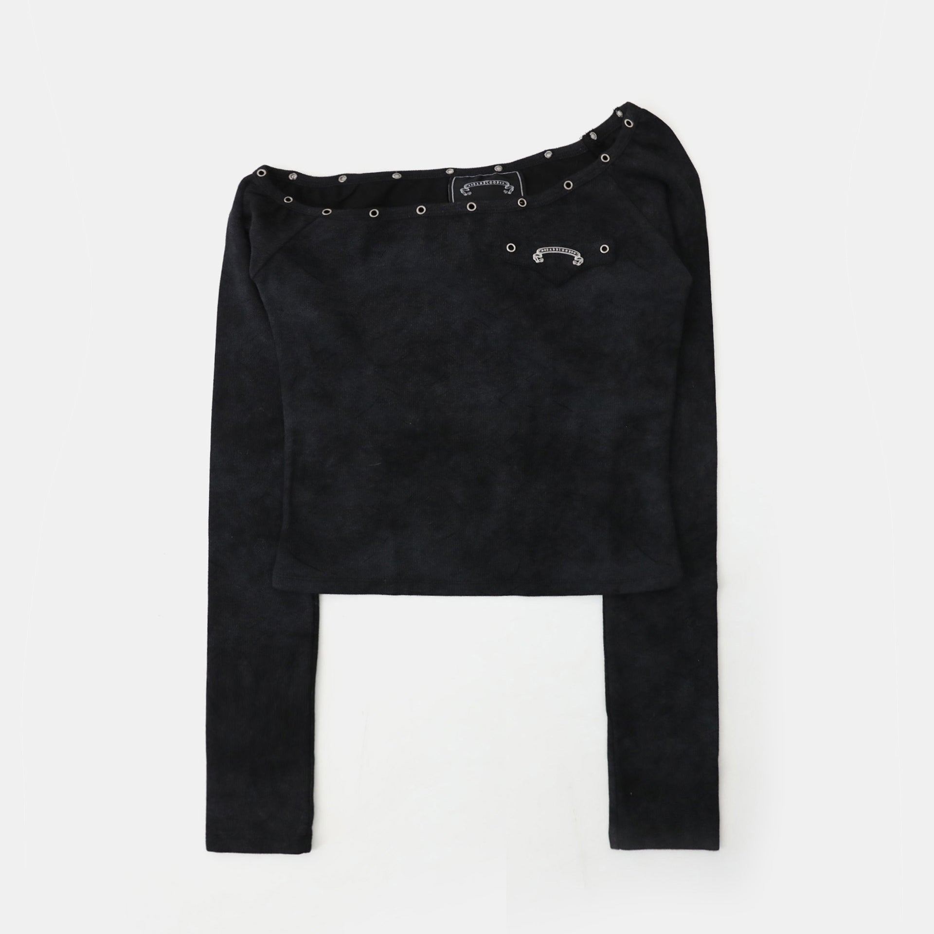 Badblood Studded Cosmo Patch Asymmetric Top - Black