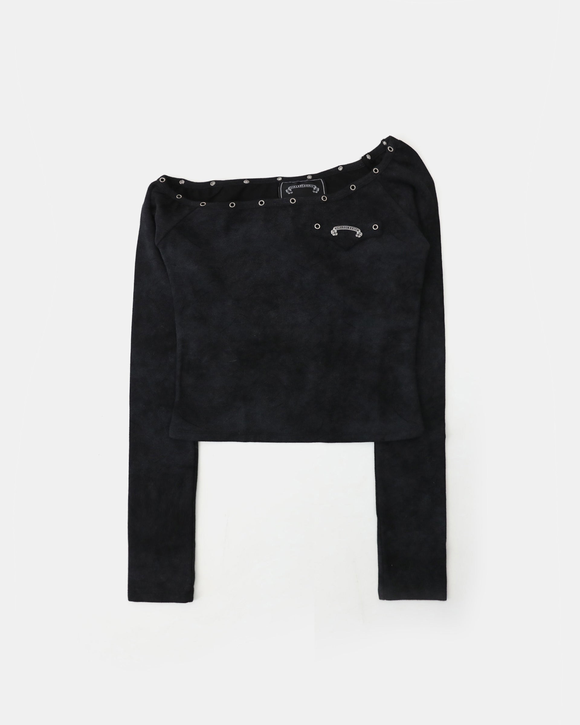 Badblood Studded Cosmo Patch Asymmetric Top - Black