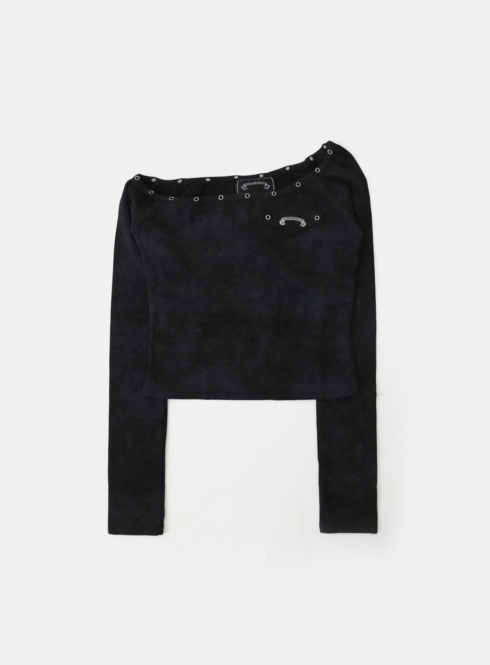 Badblood Studded Cosmo Patch Asymmetric Top - Black