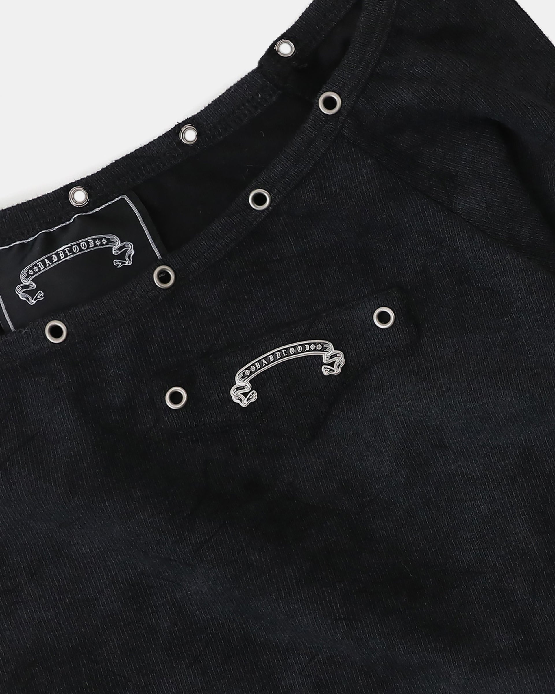 Badblood Studded Cosmo Patch Asymmetric Top - Black