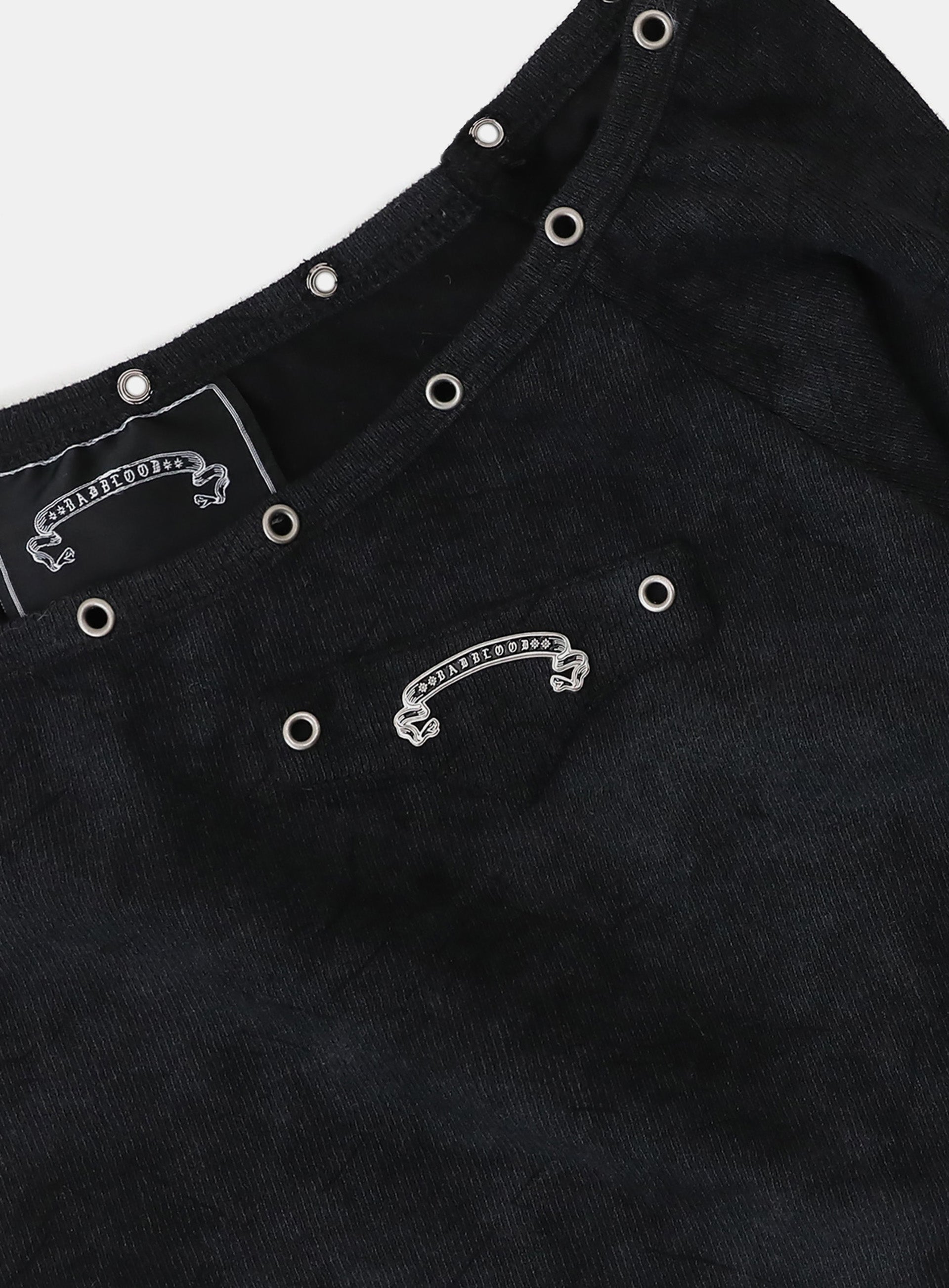 Badblood Studded Cosmo Patch Asymmetric Top - Black